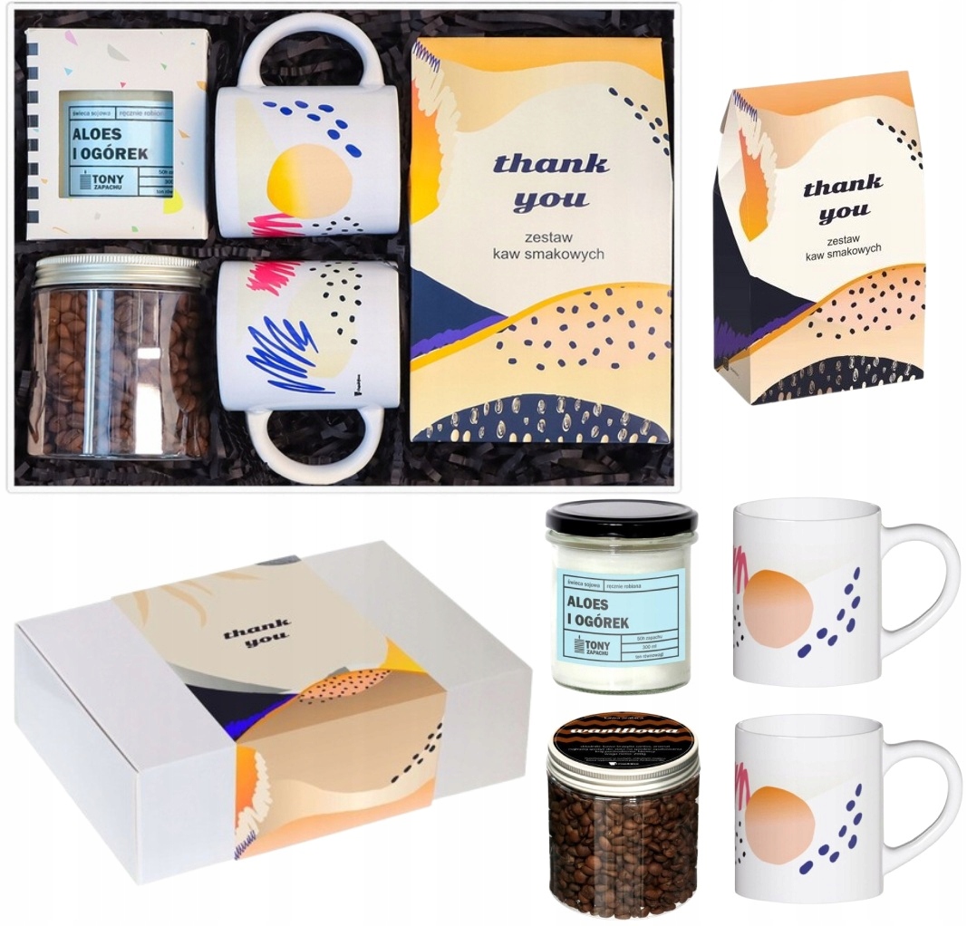Sada Na Poděkování „thank You“ – Chuťové Kávy MIX Sójová Svíčka Hrnky