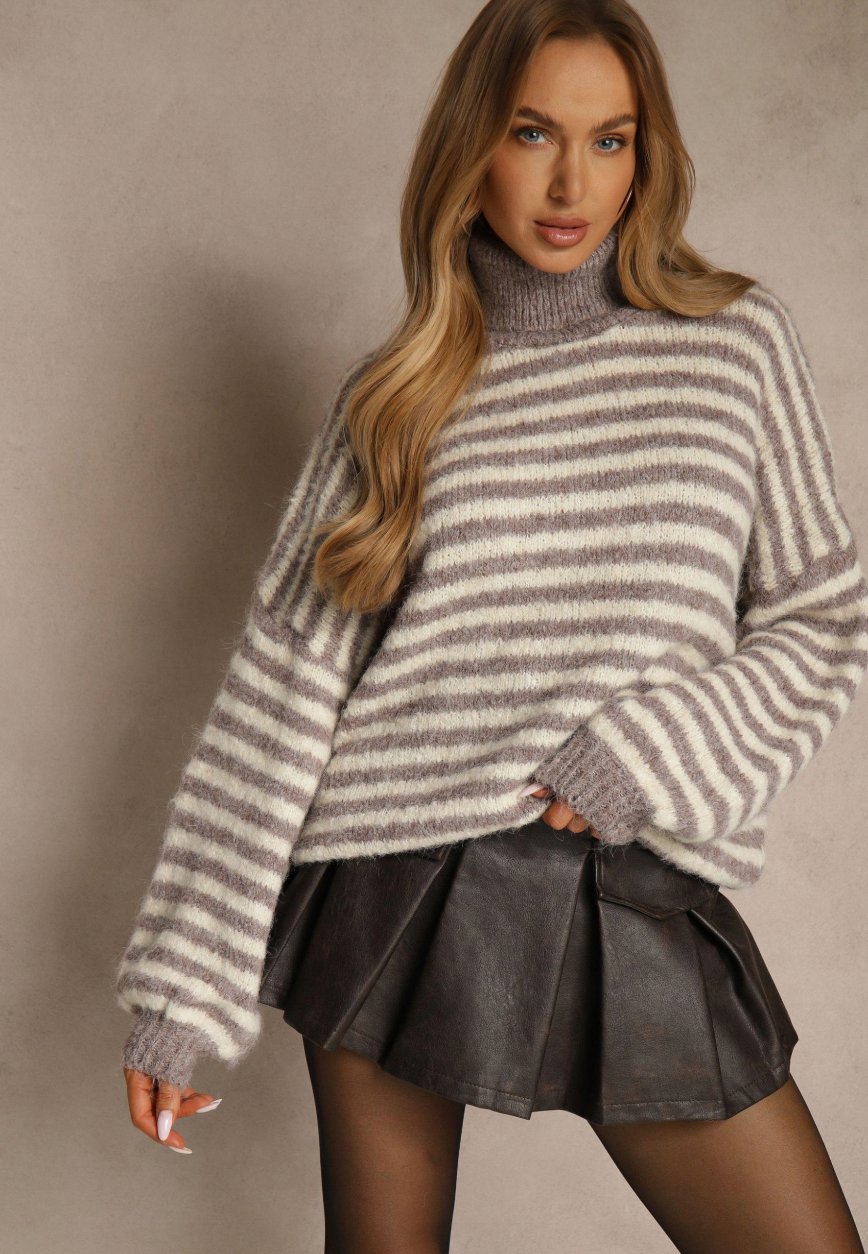 Renee Šedo-béžový dámský golf S/m Zimní