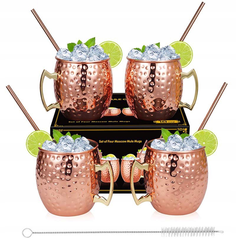 Zestaw 4 miedzianych kubków Moscow Mule
