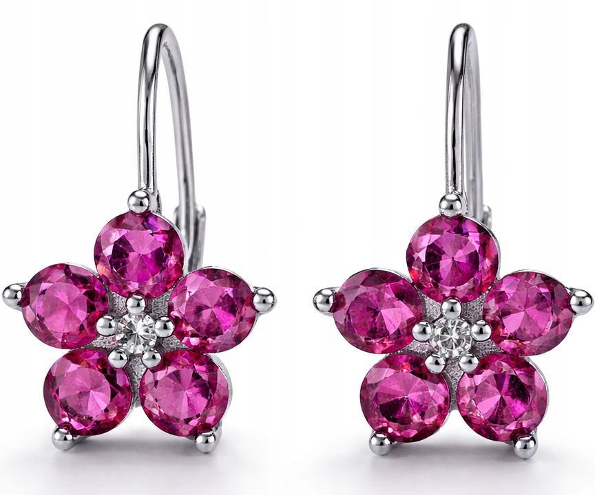 Kolczyki srebrne dla dziewczynki kolczyki sztyfty wkrętki kwiatki rodowane