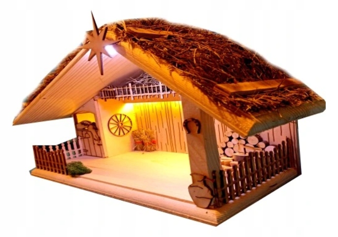 Vianočný Betlehem , drevený, sviatky S Osvietením