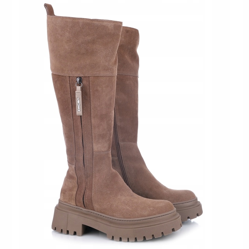 Dámské kozačky Nessi 24686 hnědé W1 hnědé Kůže Velur VEL.37