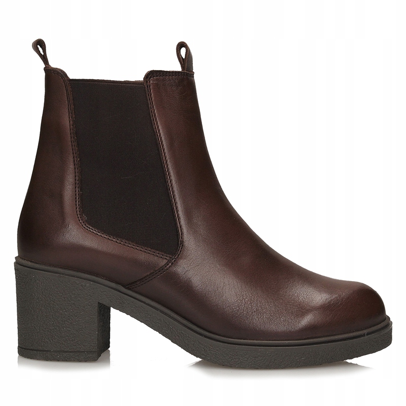 Dámské Kotníkové Boty Přírodní kůže Na Sloupku Zasouvací Zip Hnědé vel.38 VC 013