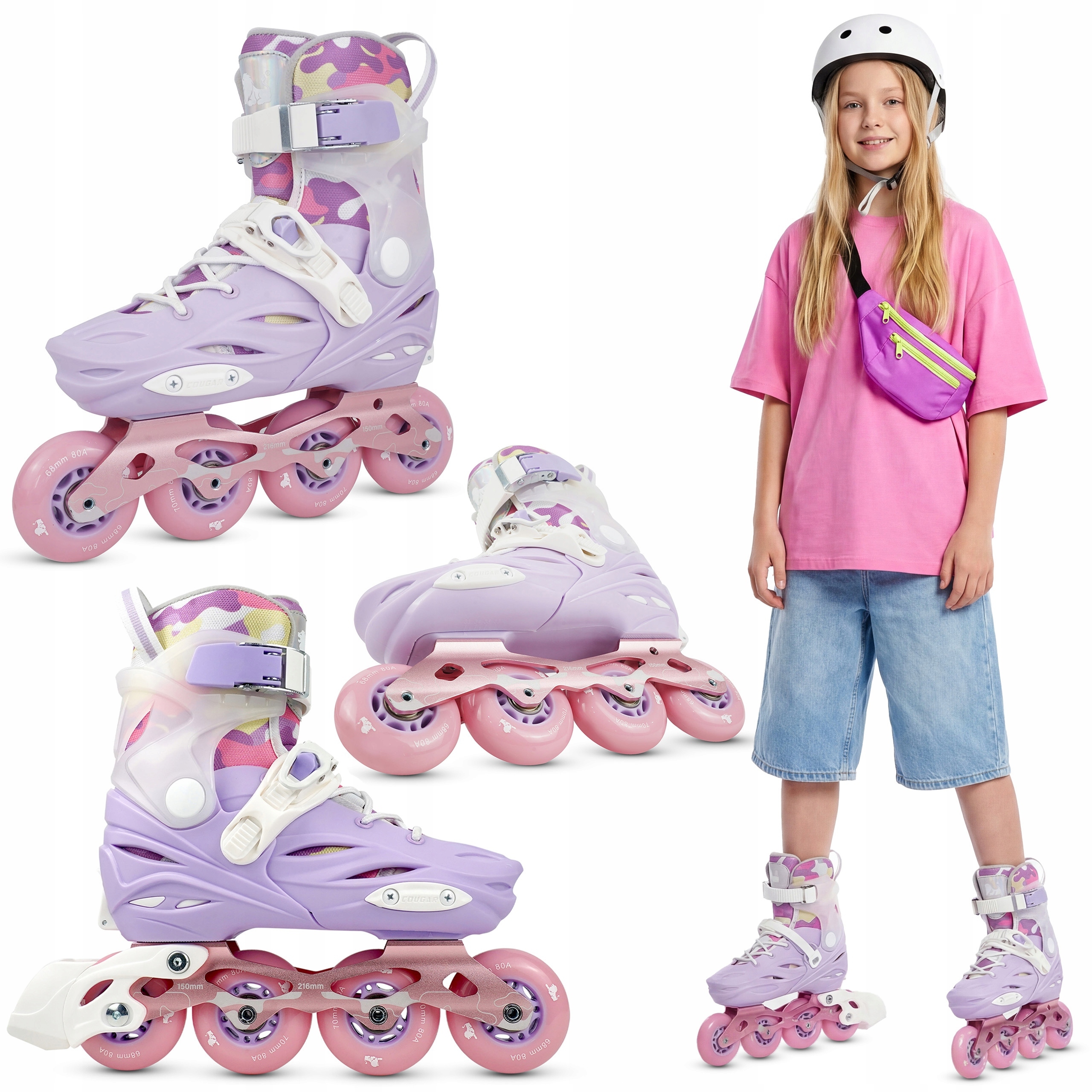 Rolki Dla Dzieci Dziewczynek Regulowane 33-36 Kółka Kauczuk 80A Xride