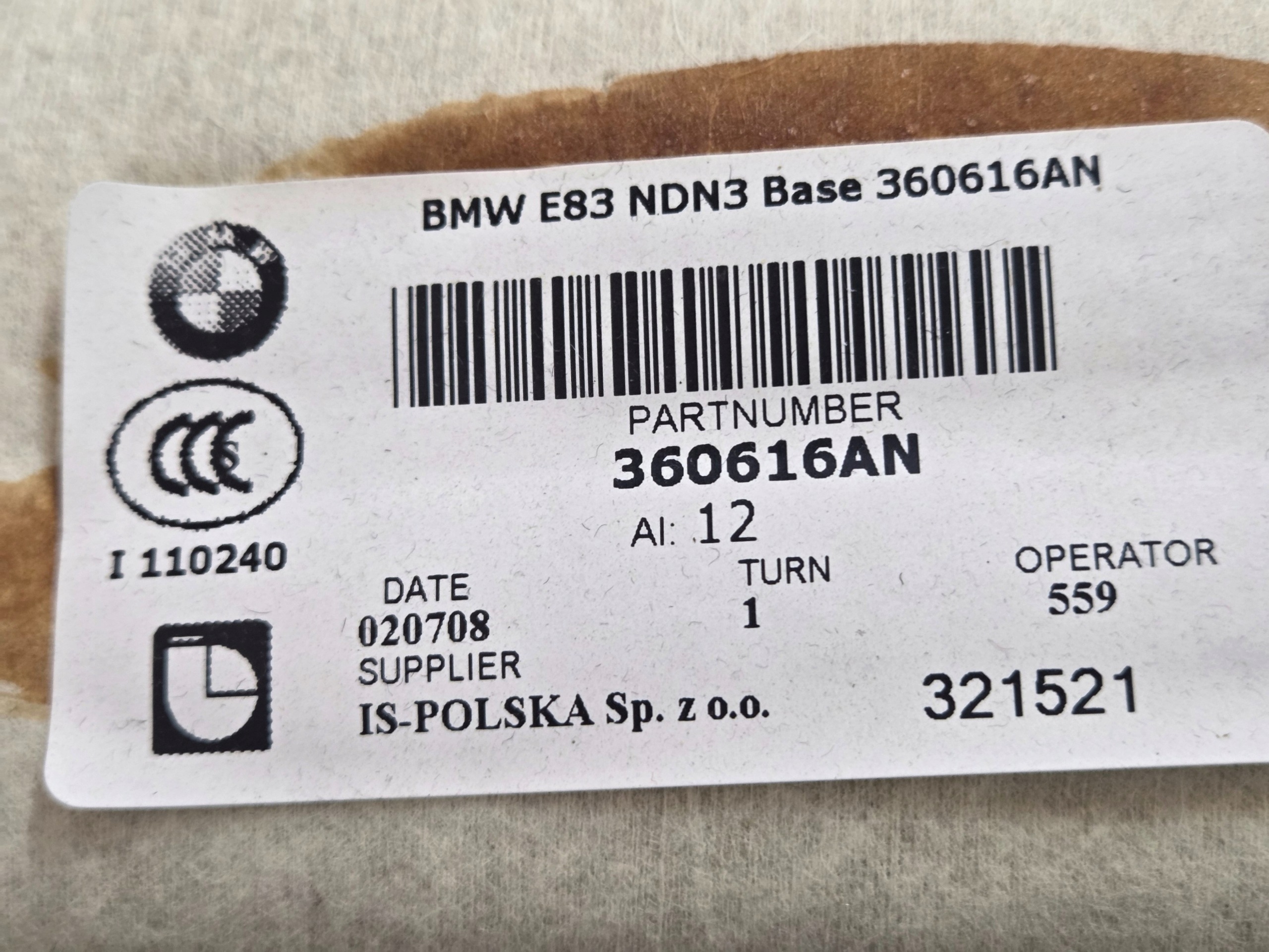 krovna obloga BMW X3 E83 M PAKIET OE KOMPLET