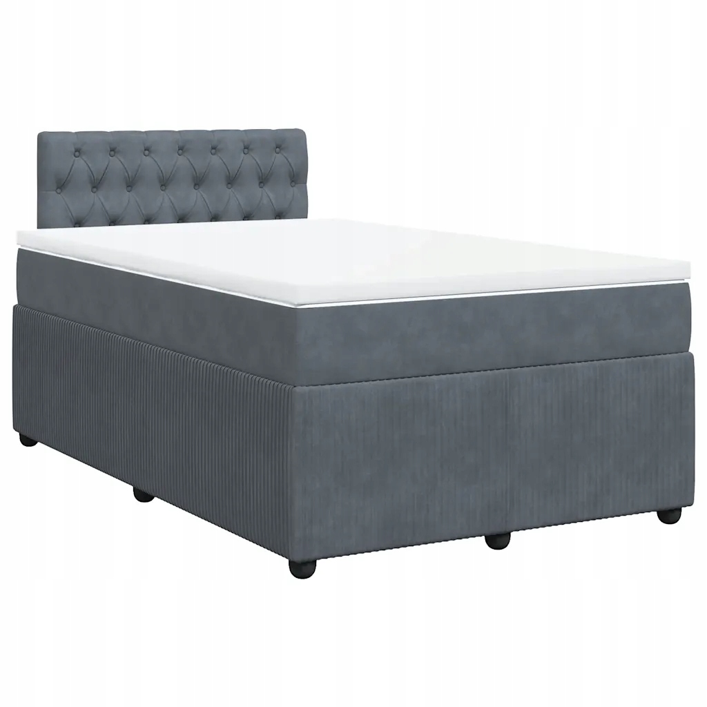 Kontinentální postel 200 x 120 cm tmavě šedá s matrací a topperem