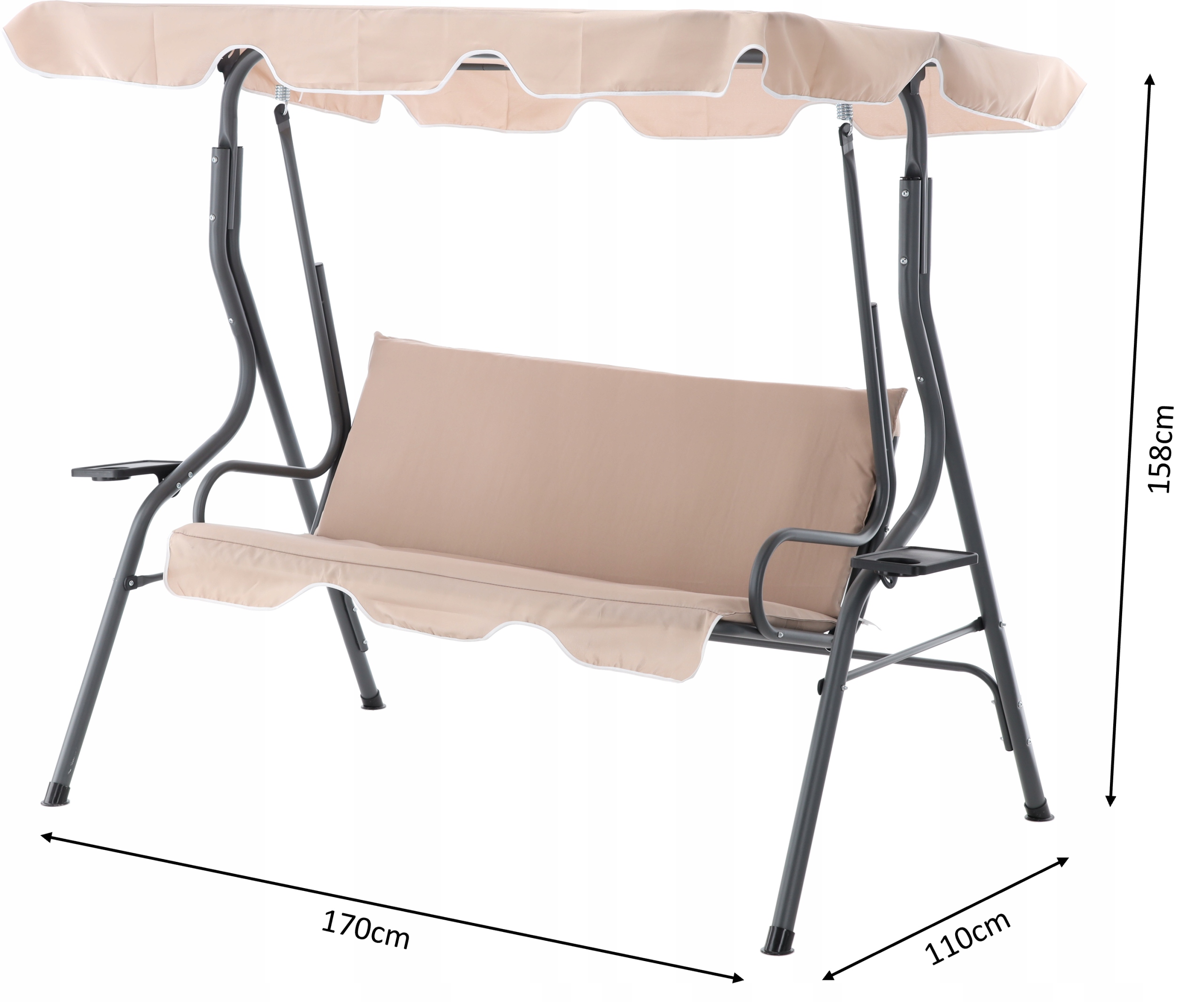 HUŚTAWKA OGRODOWA WOLNOSTOJĄCA BUJANA GARDEN LINE UCHWYT NA NAPÓJ 45x170cm Producent GardenLine