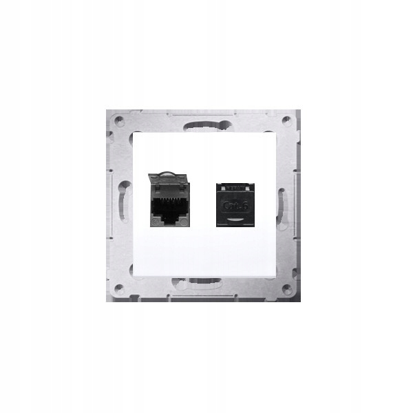 Zásuvka Pt 2x RJ45 KAT6 Bílá S Plaketou Simon D62.01-11 Simon 54