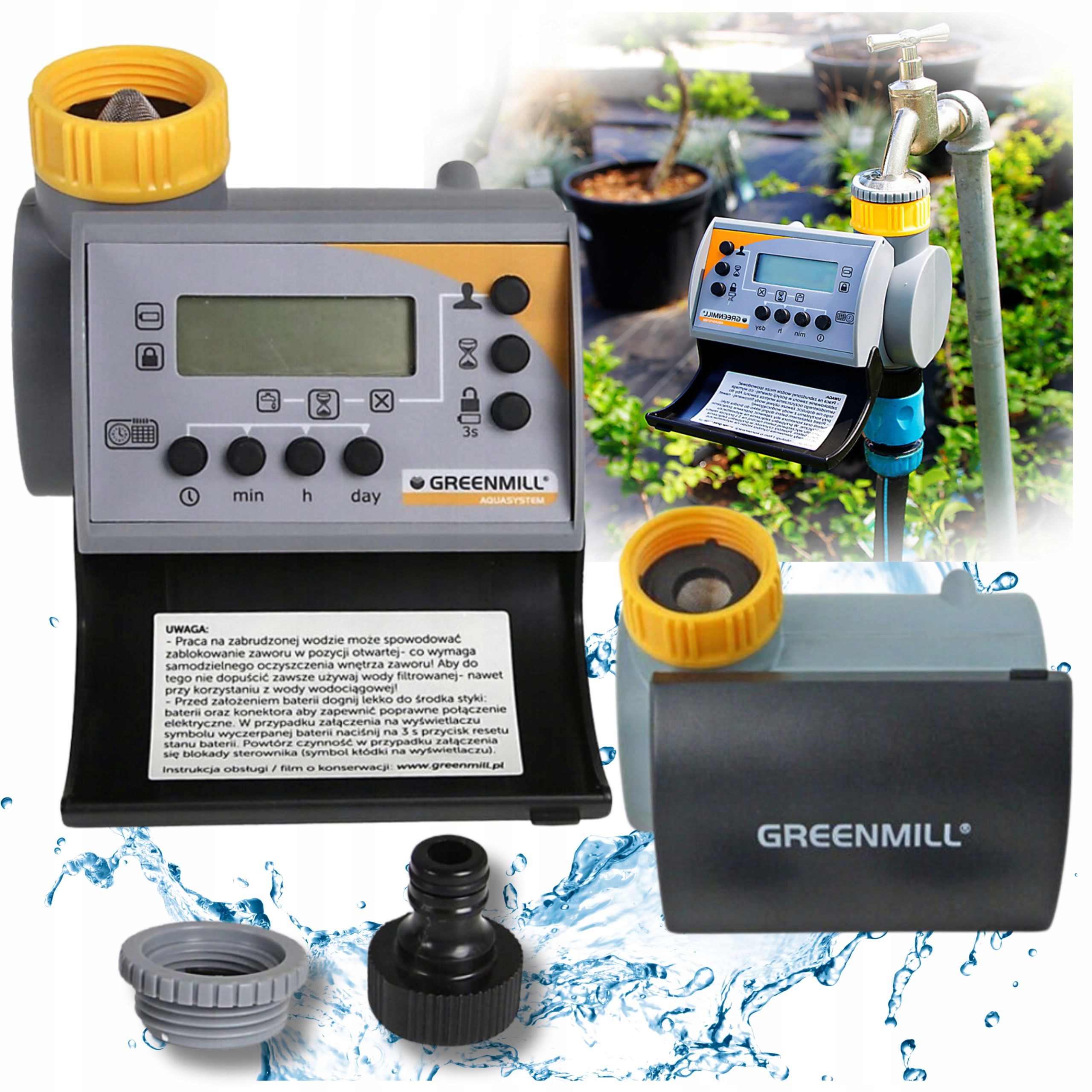 PROGRAMATOR DO NAWADNIANIA WODY sterownik NA KRAN ZEGAR CZASOWY 3/4 1'' 9V