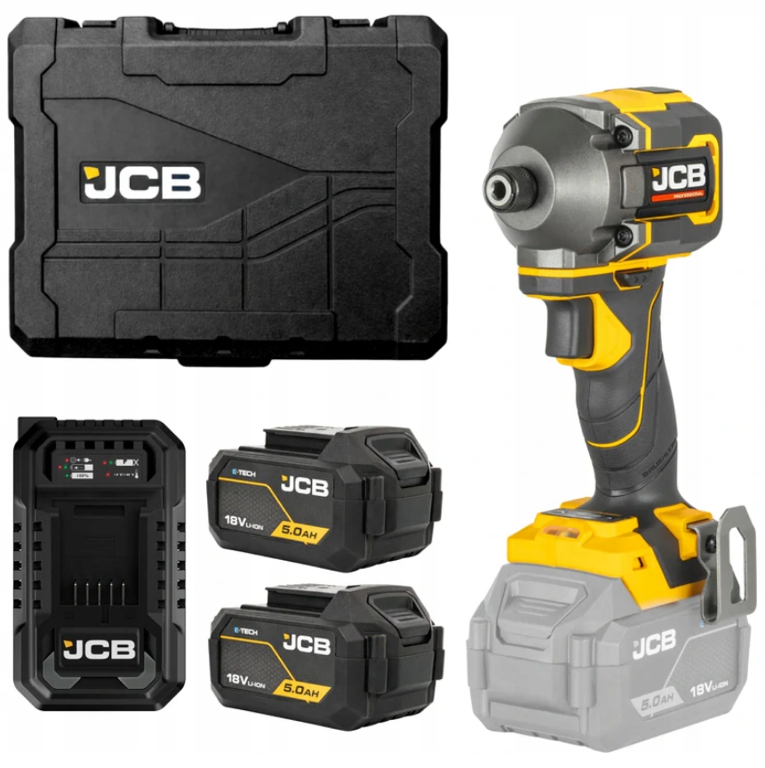 Sada Rázový Šroubovák 18V 230NM Baterie 2X 5,0AH Nabíječka 4,5A Kufr