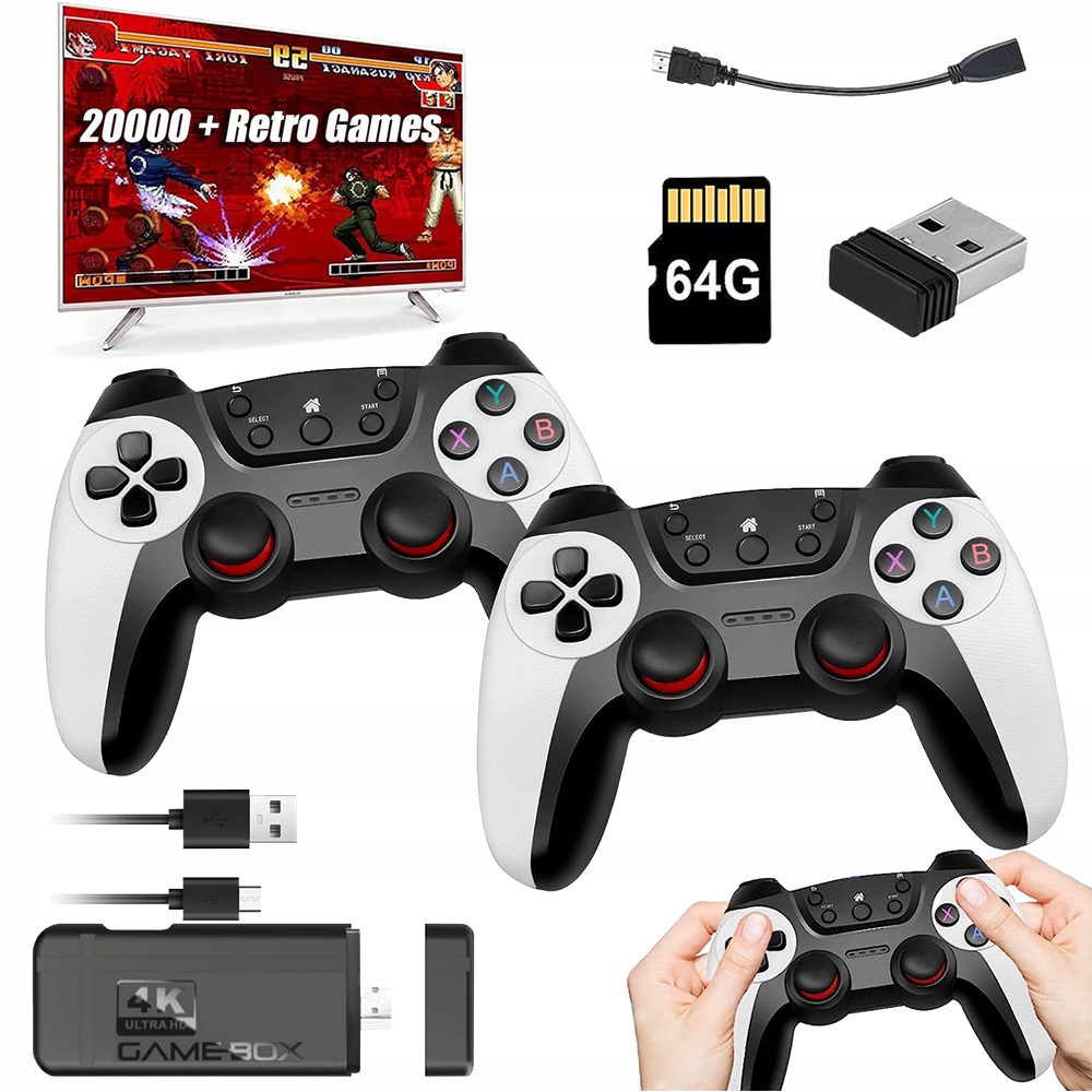 Konsola Retro 30000 Gra Telewizyjna Hdmi 2 Pady Wireless PS1 Sfc Gbc 64G