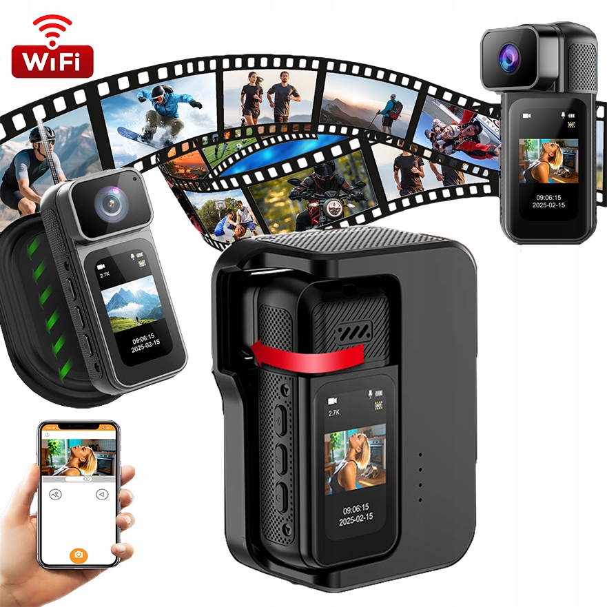 Sportovní Kamera 2.7K Wifi Usb Hd Mikrofon Akcesoria magnetické