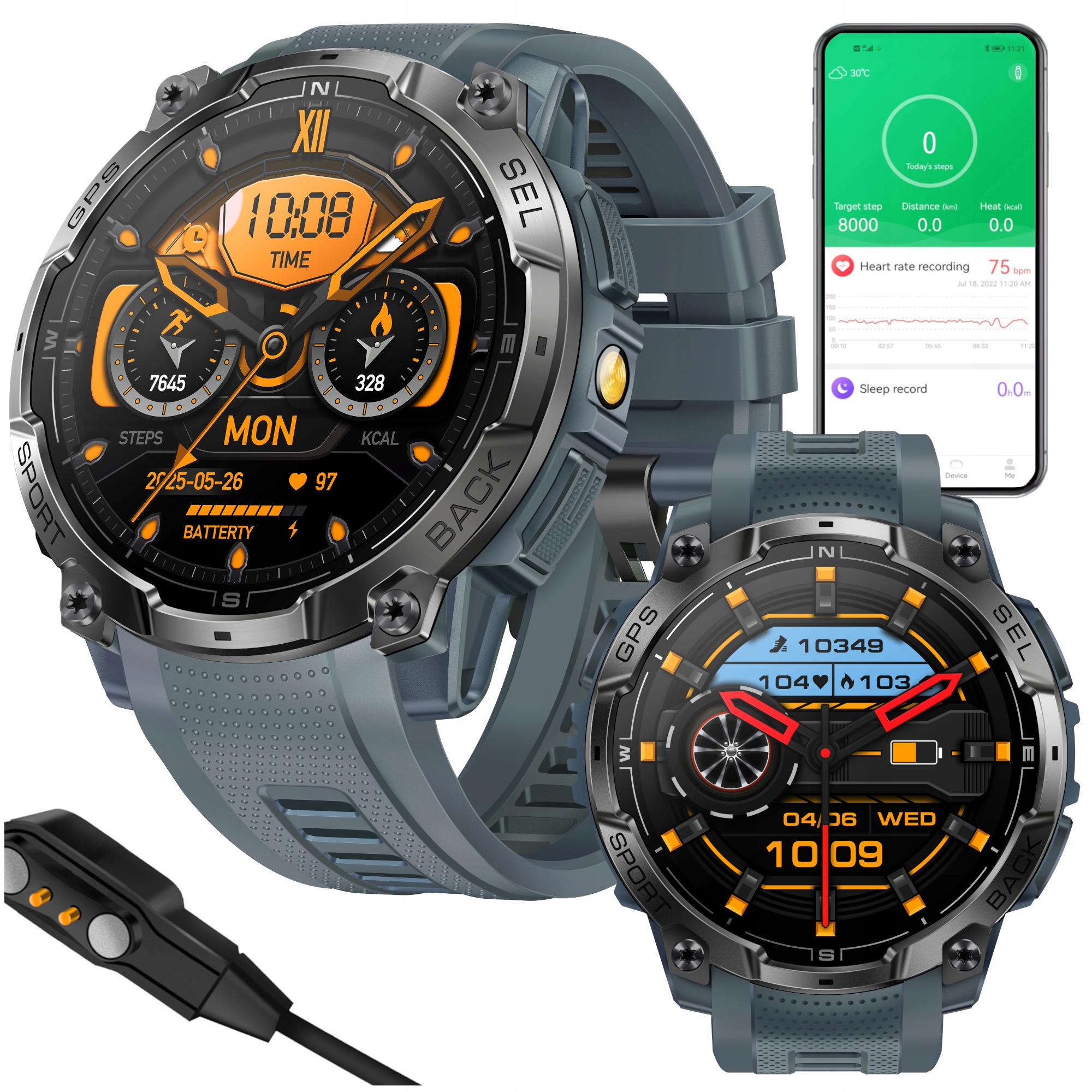Smartwach pánske Gps športové hodinky Amoled Vodotesné GlacierX Monolith