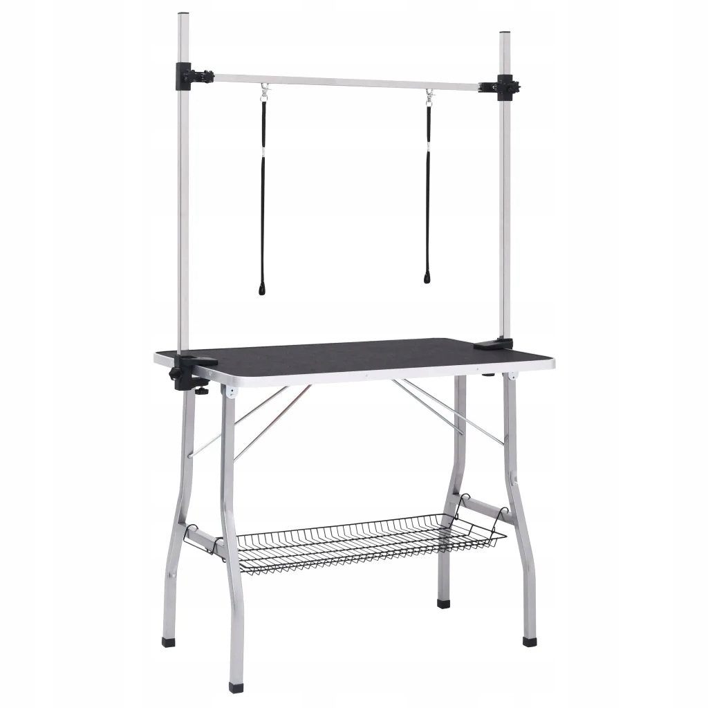Levně Pečující stůl pro psy 90x60 cm černo-stříbrný