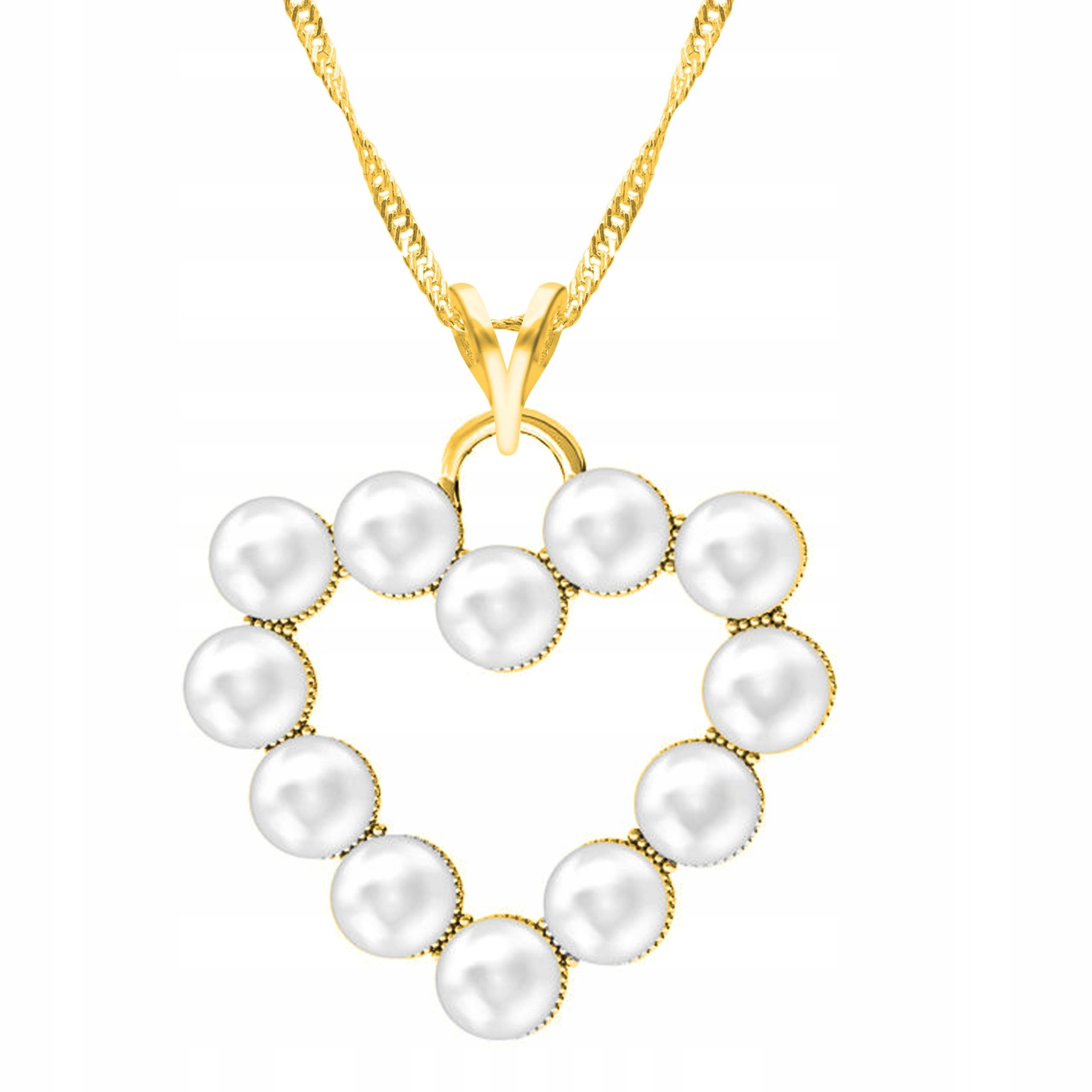 Zlatý náhrdelník Srdce s perlami a srdcem perly Srdce perly Stříbro 925