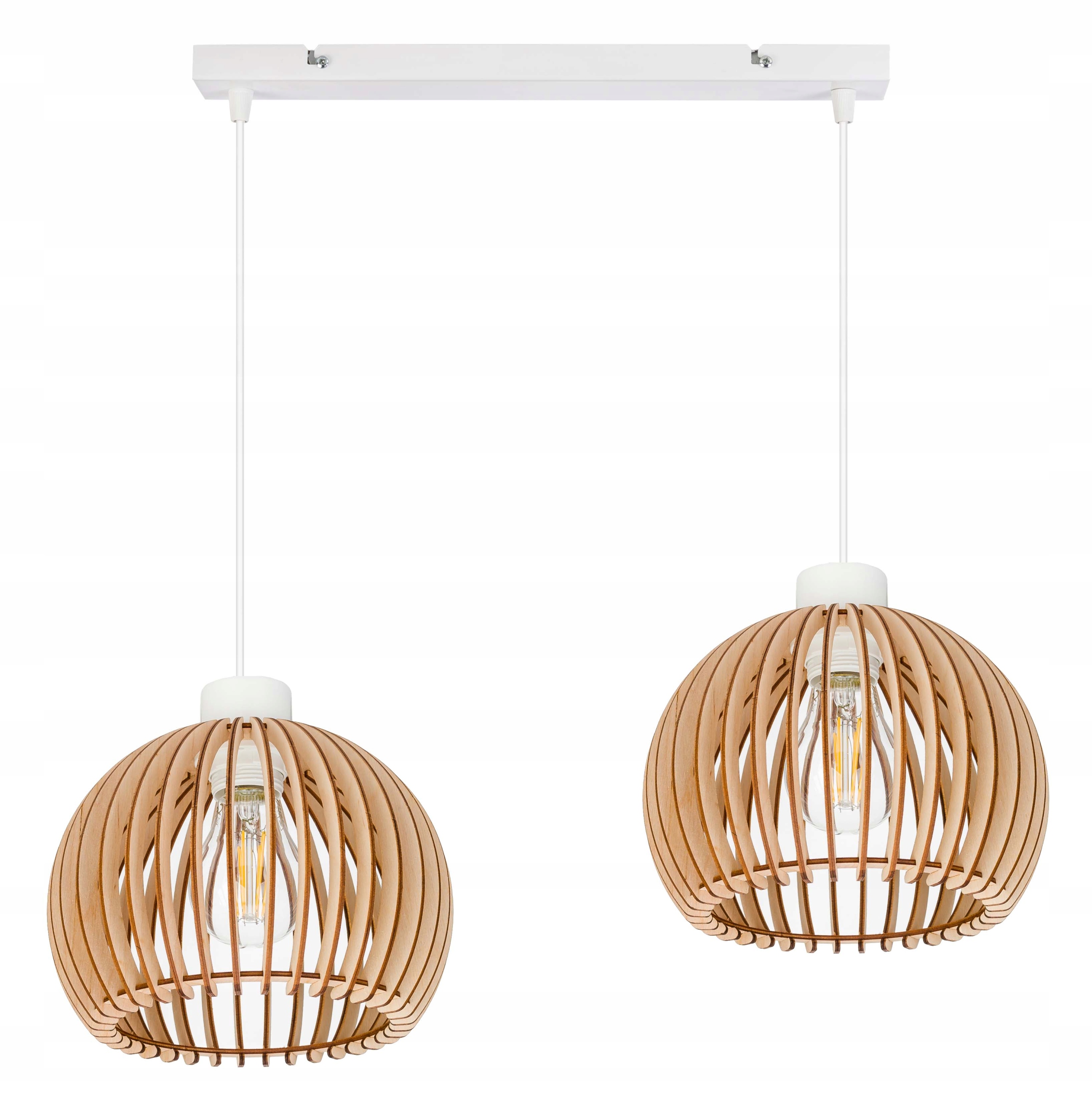 Závěsná lampa závěsný stropní lustr Loft stínidlo koule 36 Dřevo na 2x e27