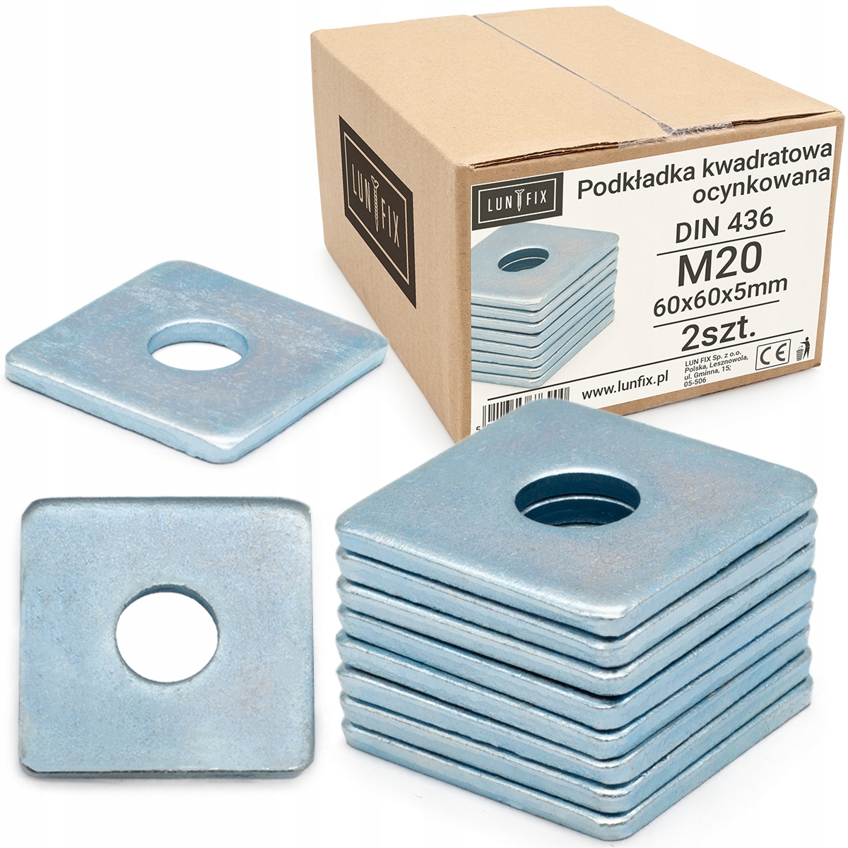

Podkładka Kwadratowa Ocynk Din M20 -2 szt 60x60mm