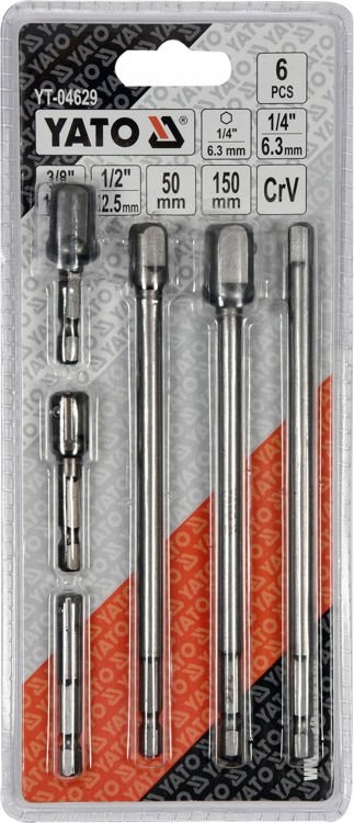 ADAPTER DO NASADEK HEX REDUKCJE 1/4 3/8 1/2 6 SZT Typ grotu HEX