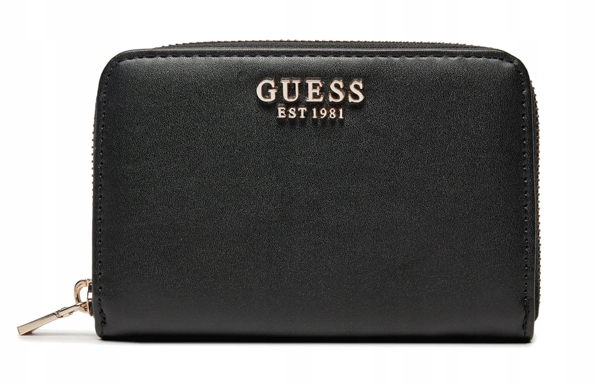 Klasická Dámská Peněženka Černý Bez Vzoru Na Zip Guess