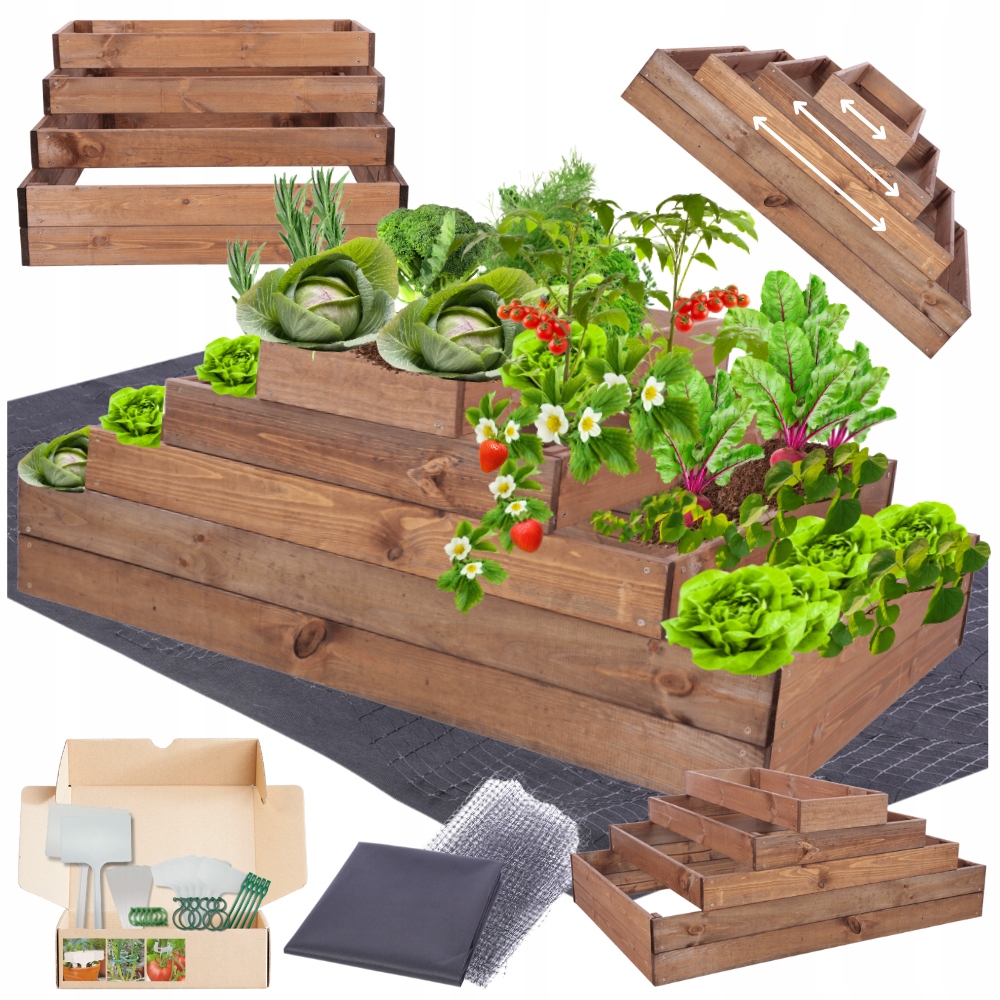 Kaskádová skříň regulovatelná, impregnace zeleninový záhon zvýšená 45x120x60