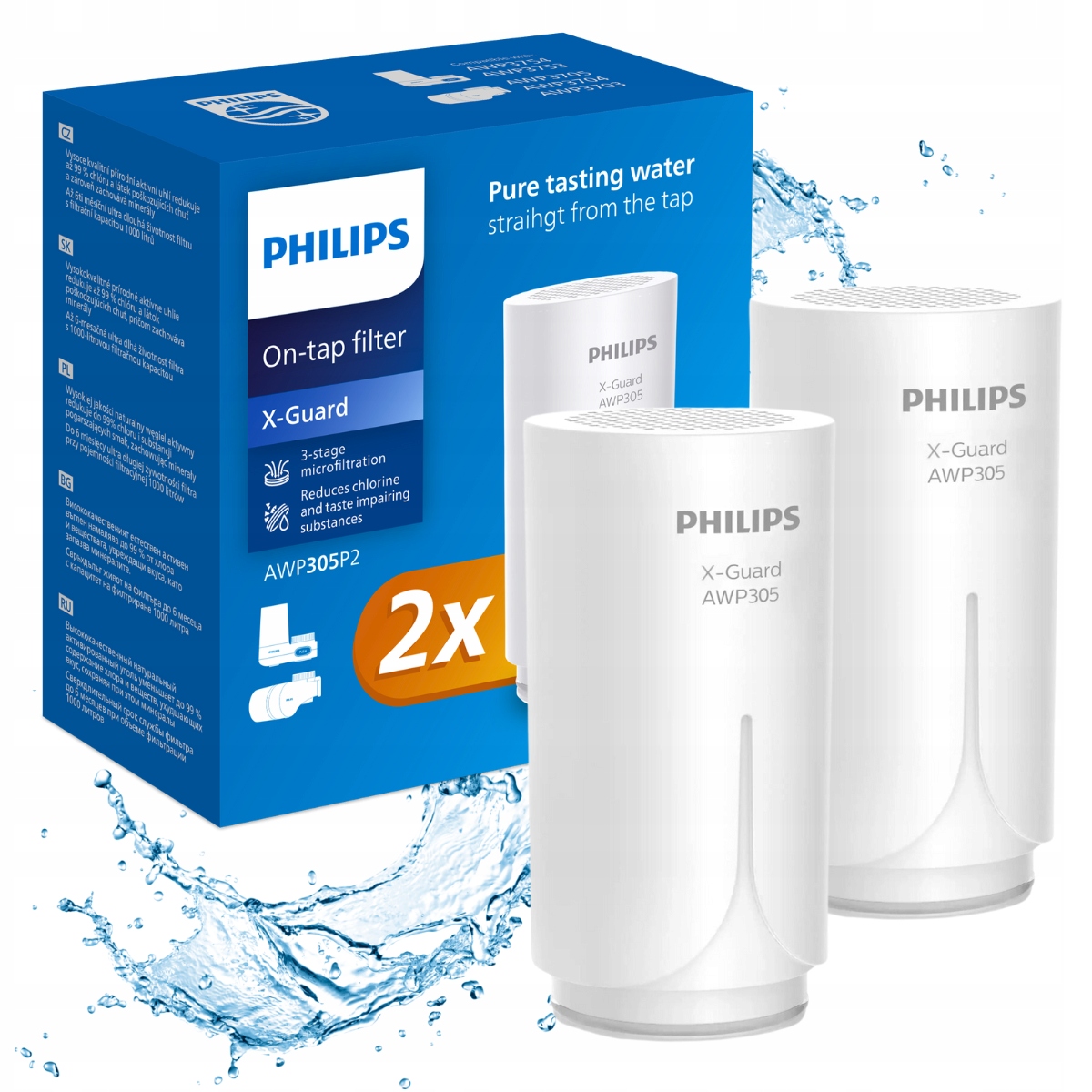 Zestaw 2 wkładów Philips AWP305P2 , wkład do filtra na kran, nakranowego