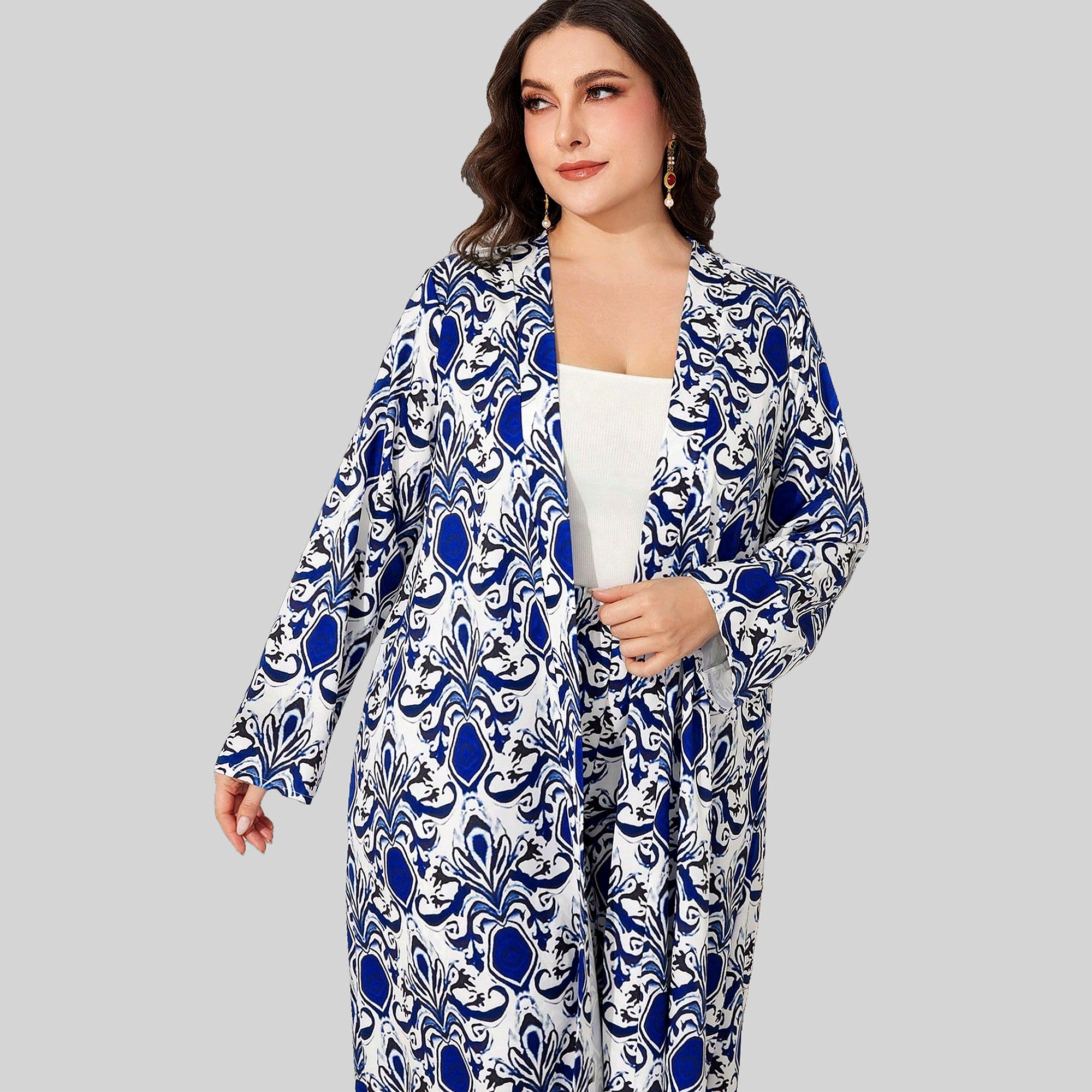 Komplet V arabském stylu Orientální motiv Tunika s kalhotami Shein 3XL