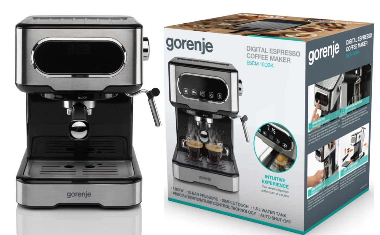 

Ekspres ciśnieniowy kolbowy Gorenje ESCM15DBK 1,5l