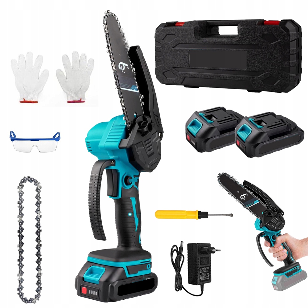 Elektrická Akumulátorová Pila Mini 6" 2 X Akumulátory 2 X Řetěz 650 W