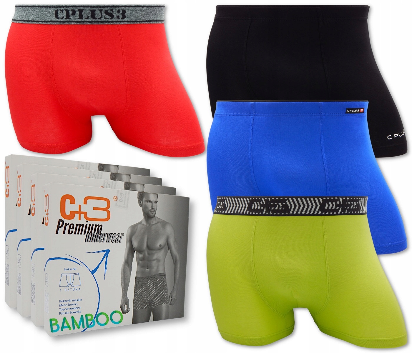 

4 X Bambusowe Bokserki Męskie C+3 Zestaw MIX