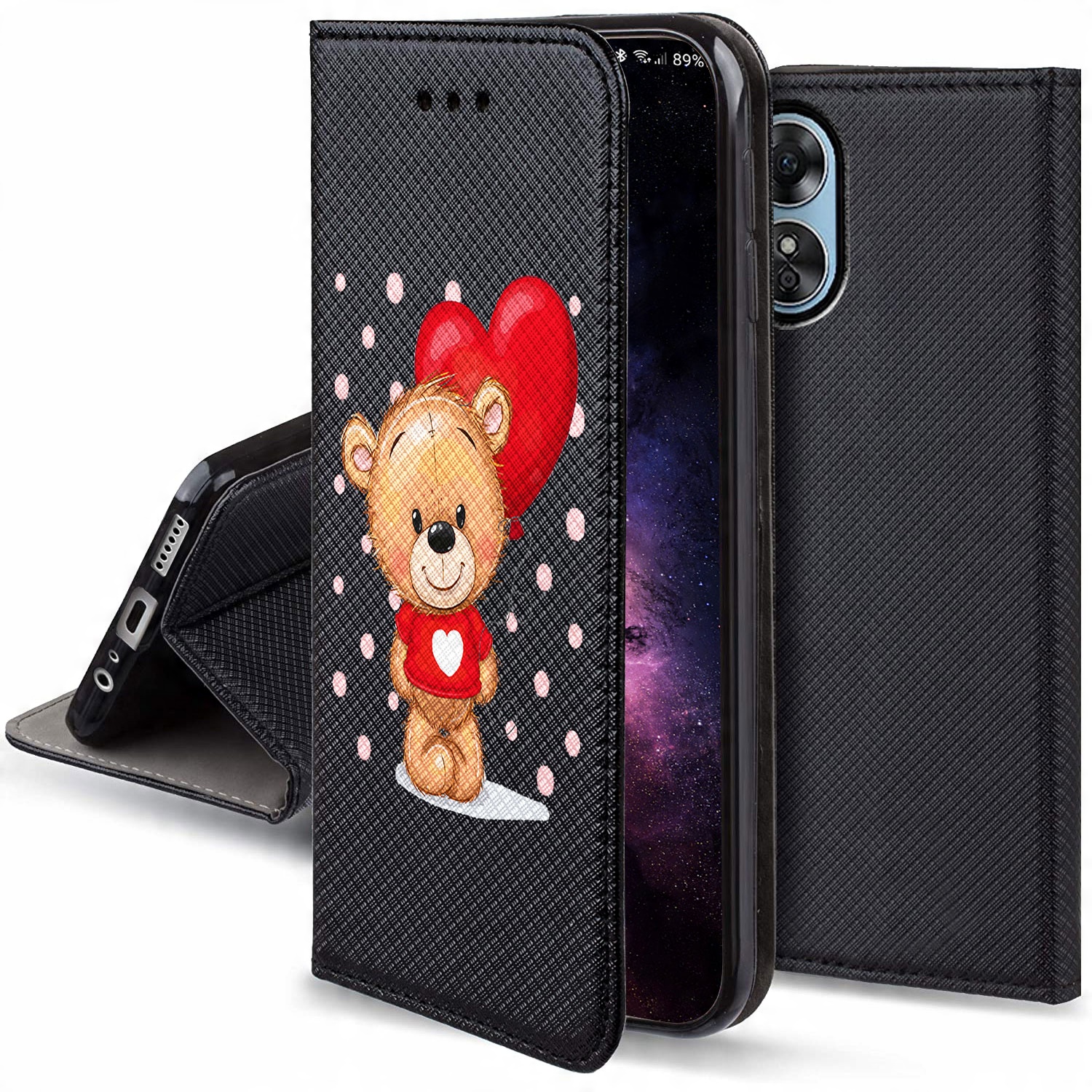 

Etui Magnet Miś do Oppo A17 Szkło