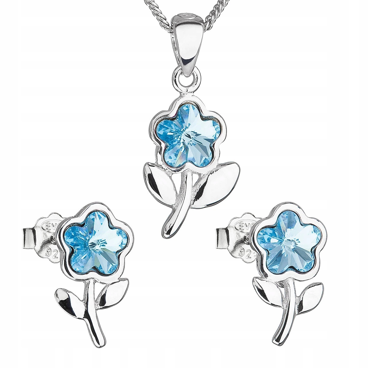Sada šperků s krystaly Swarovski modrá kytička 39172.3
