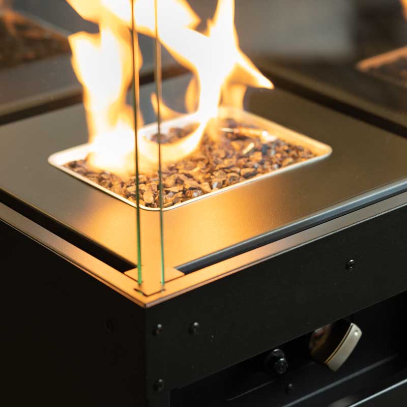 Ogrzewacz tarasowy Kominek gazowy Faro Zielony + Pokrowiec Planika Maks. szerokość 36 cm