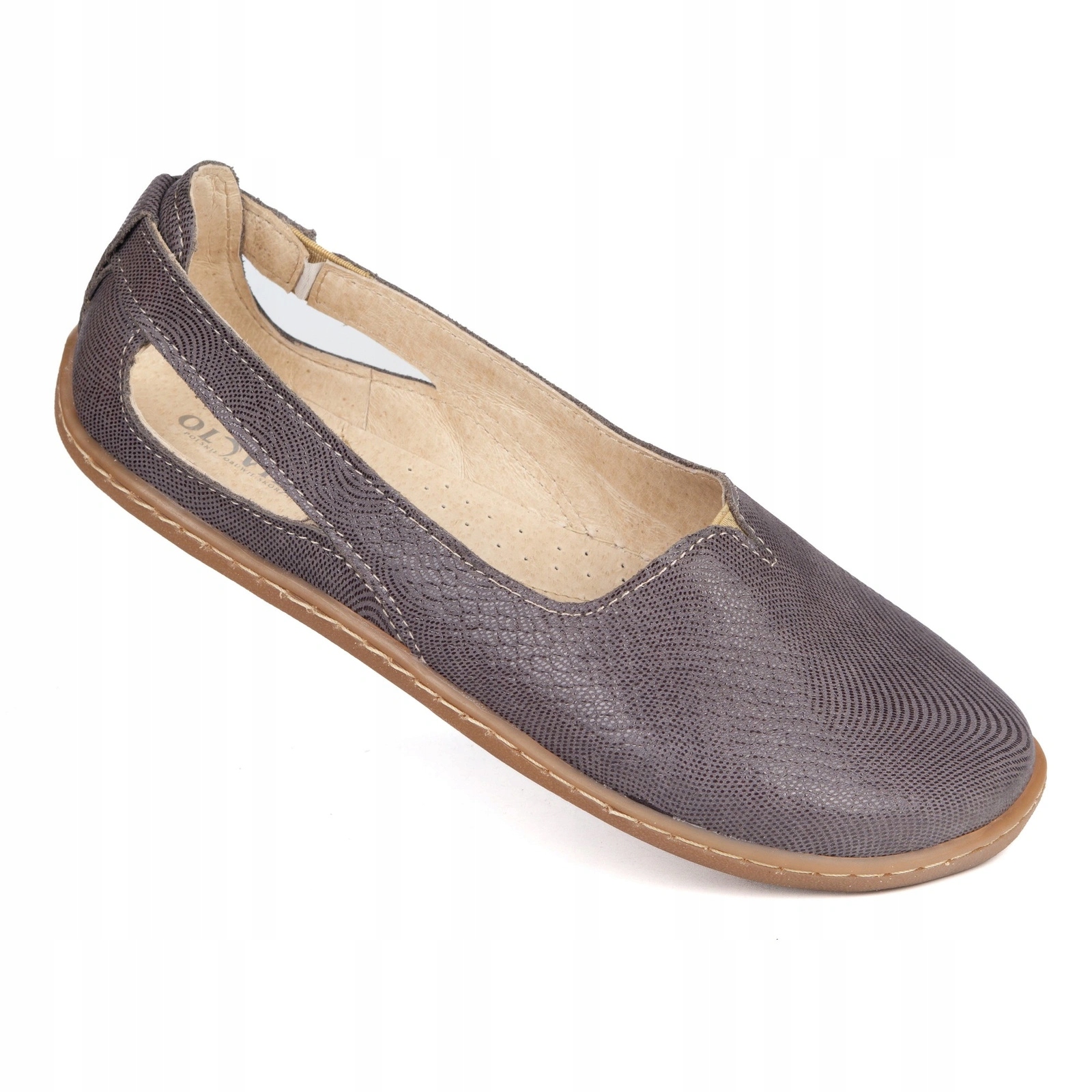 Dámské barefootové baleríny na široké chodidlo kožené Flow šedé 42