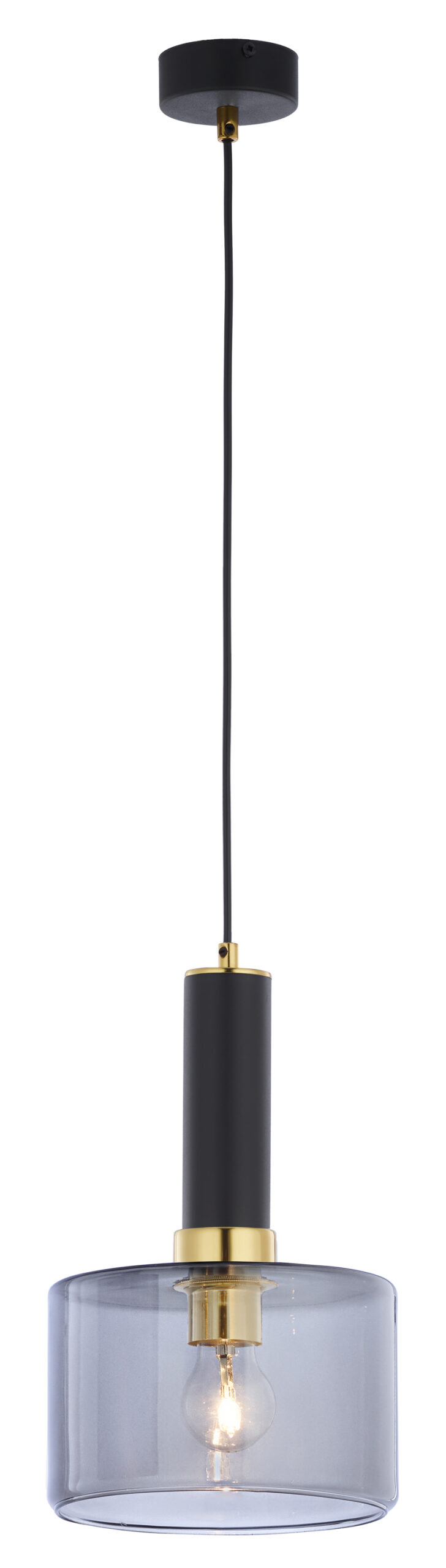 Jupiter Závěsná lampa Vanes Černo-zlatá Skleněná lampa 1xE27 15W