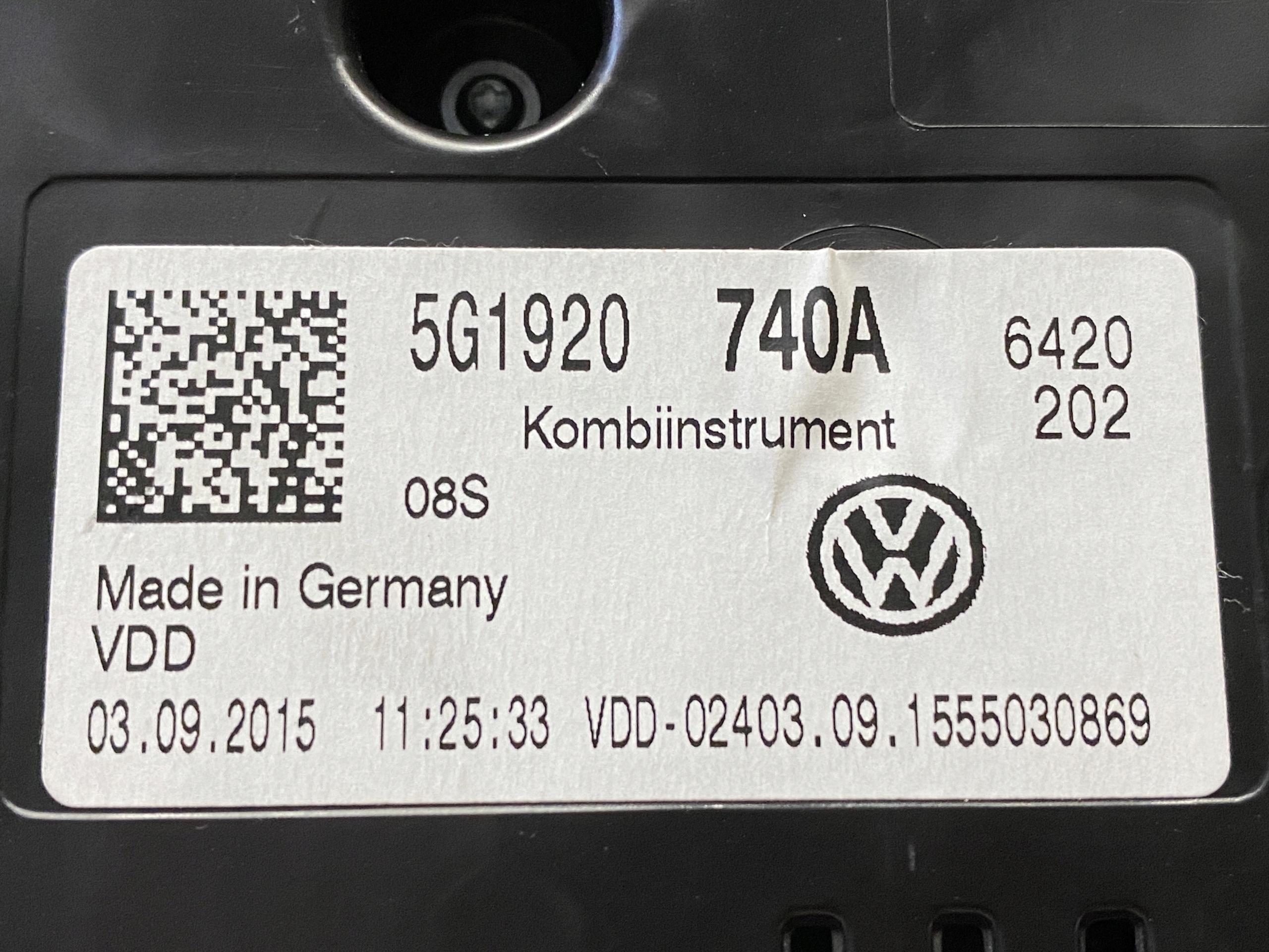 VW GOLF VII 7 dials dials petrol 5G1920740A