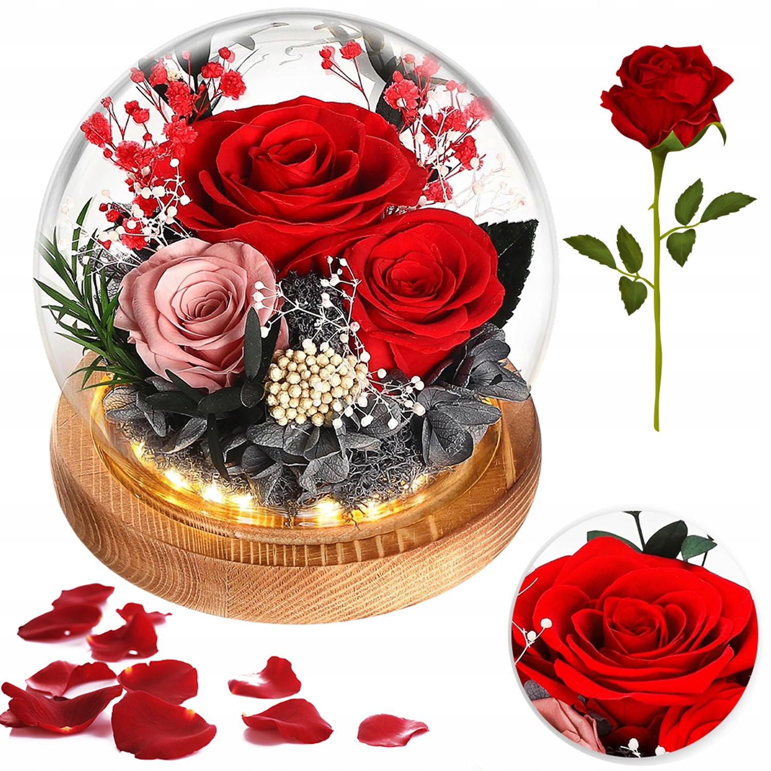 Stabilizovaná růže Led ve skle svaté cínu – vyboření dárků ke Dni žen