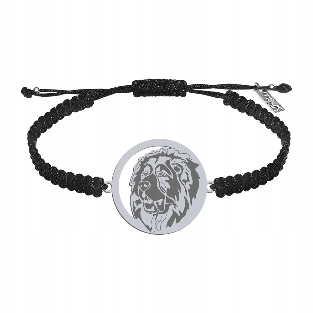 Stříbrný náramek s psem Kavkazský ovčák Makramé Dárek 925 Gravírování