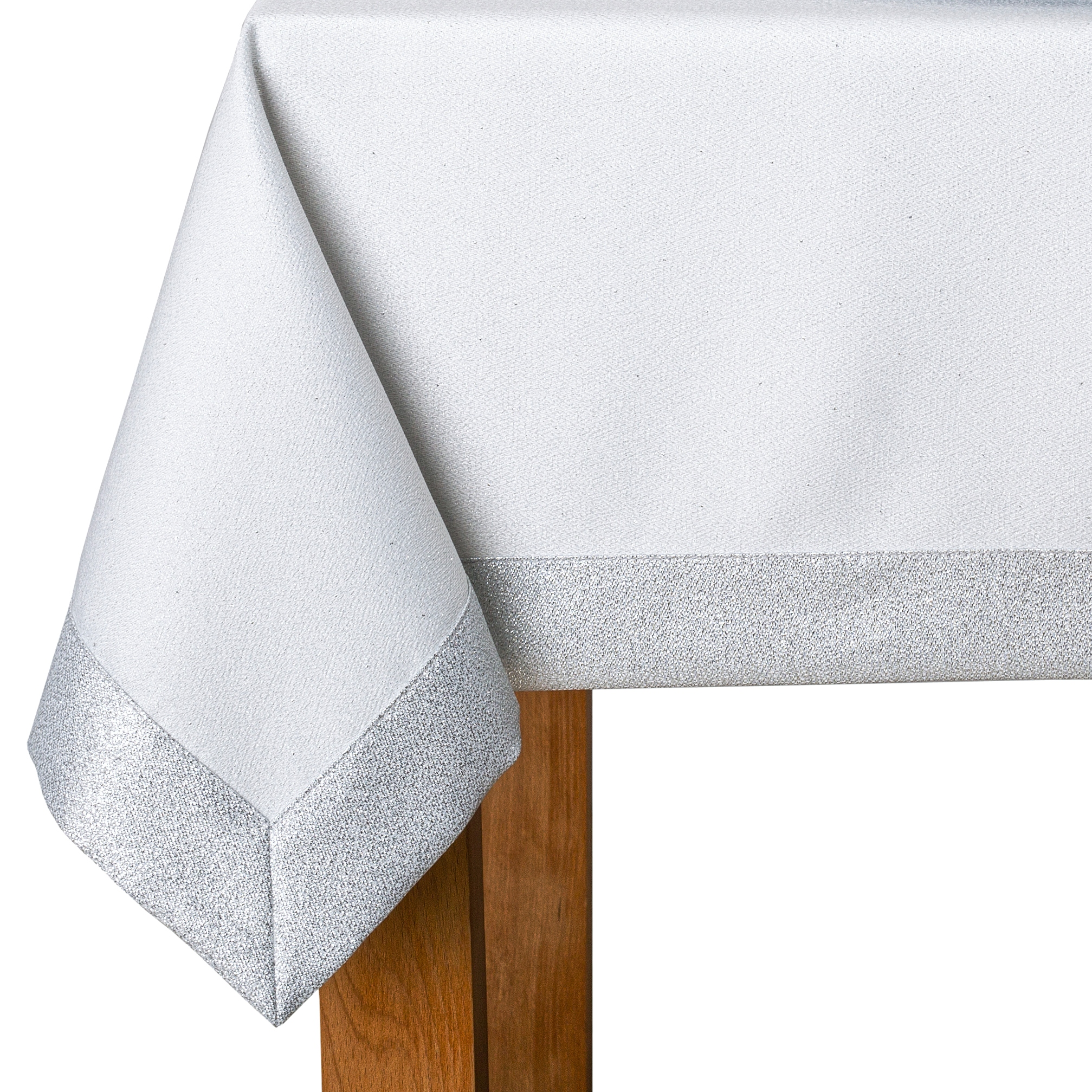 Obrus Plamoodporny Premium z Mankietem 5 cm Srebrny Błysk – 90x160 cm