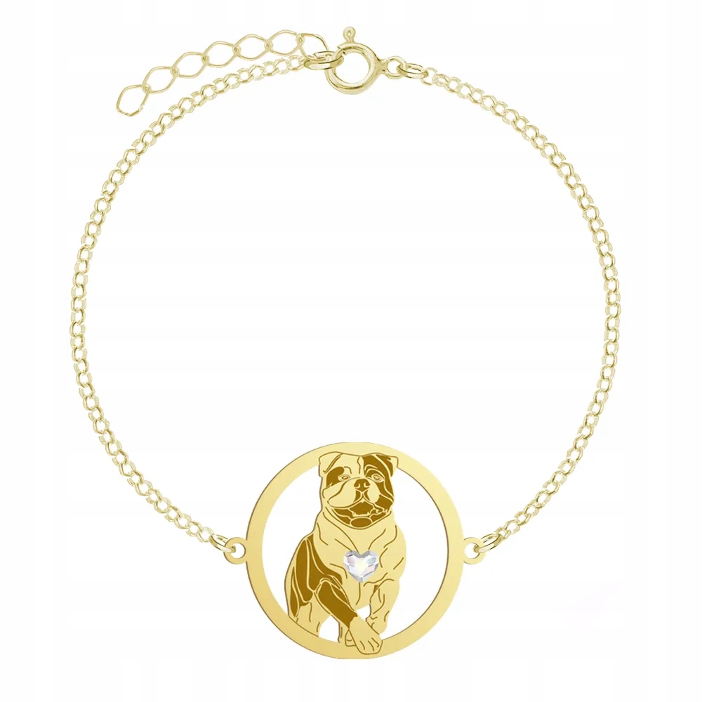 Zlatý náramek American Bulldog 925 Žena Šperky Gravírování Bonus