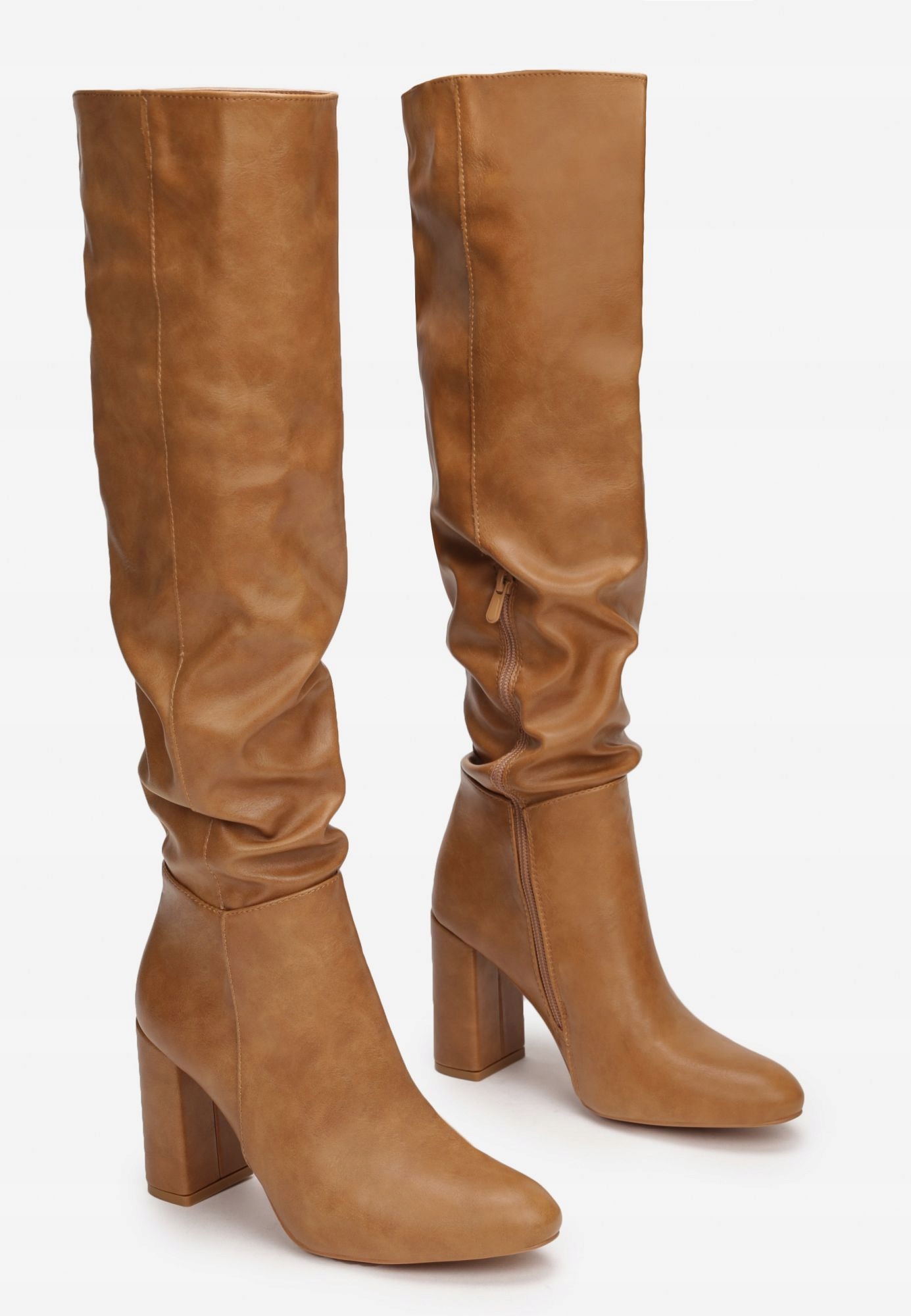 Beżowe Kozaki 39 Rodzaj obcasa słupek