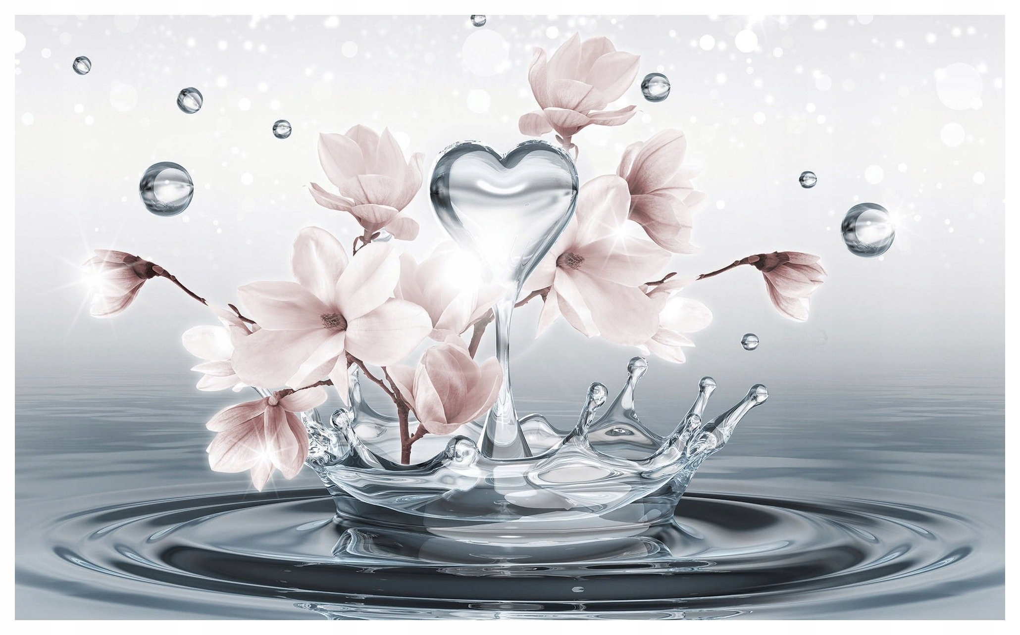 Fototapeta Magnolie kapky rosy jemná světle modrá 416x290 Růžová lepidlo