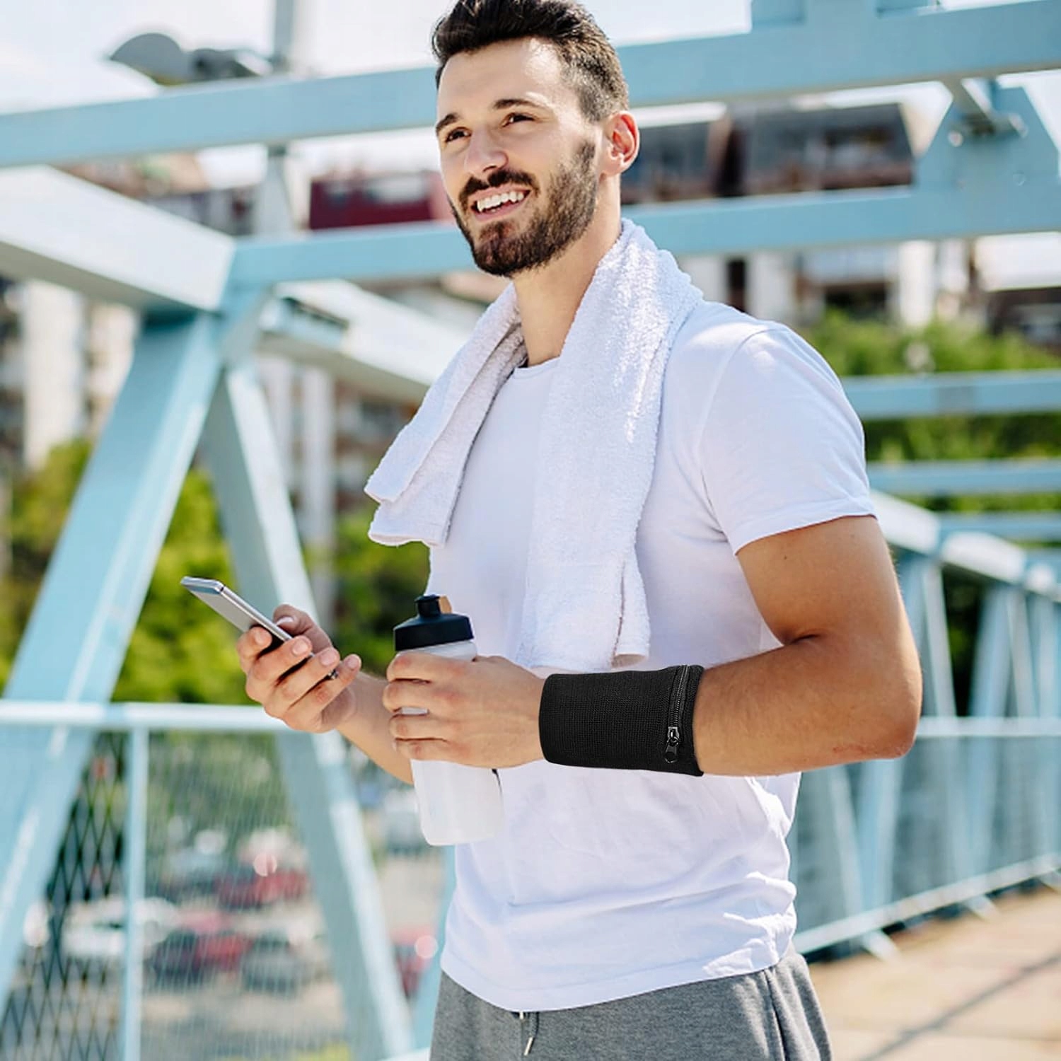 4X SPORTOWA OPASKA NA RĘKĘ NADGARSTEK Z KIESZONKĄ DO BIEGANIA SPORTU Kolor wielokolorowy