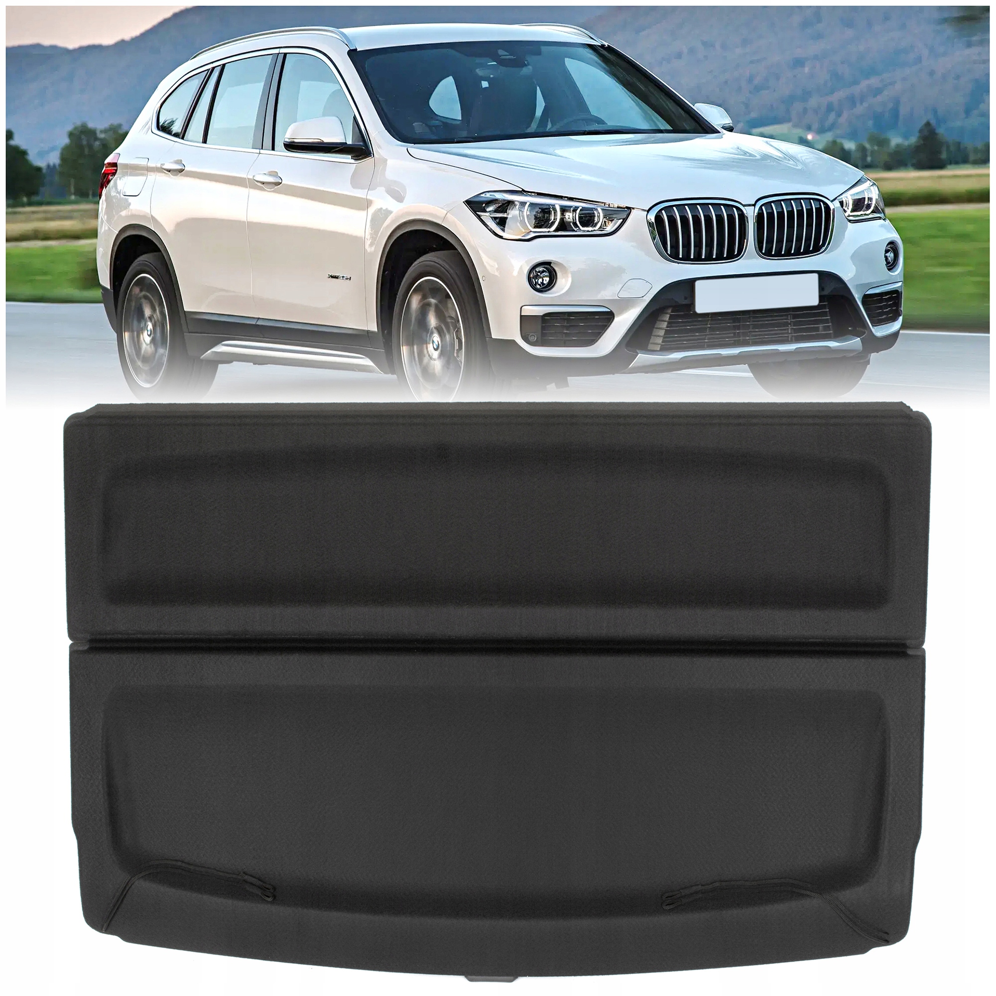 Bmw X1 F48 2016-22 Police Zavazadlového Prostoru Komplet 2 Ks Zadní Černá Krytka Závěs
