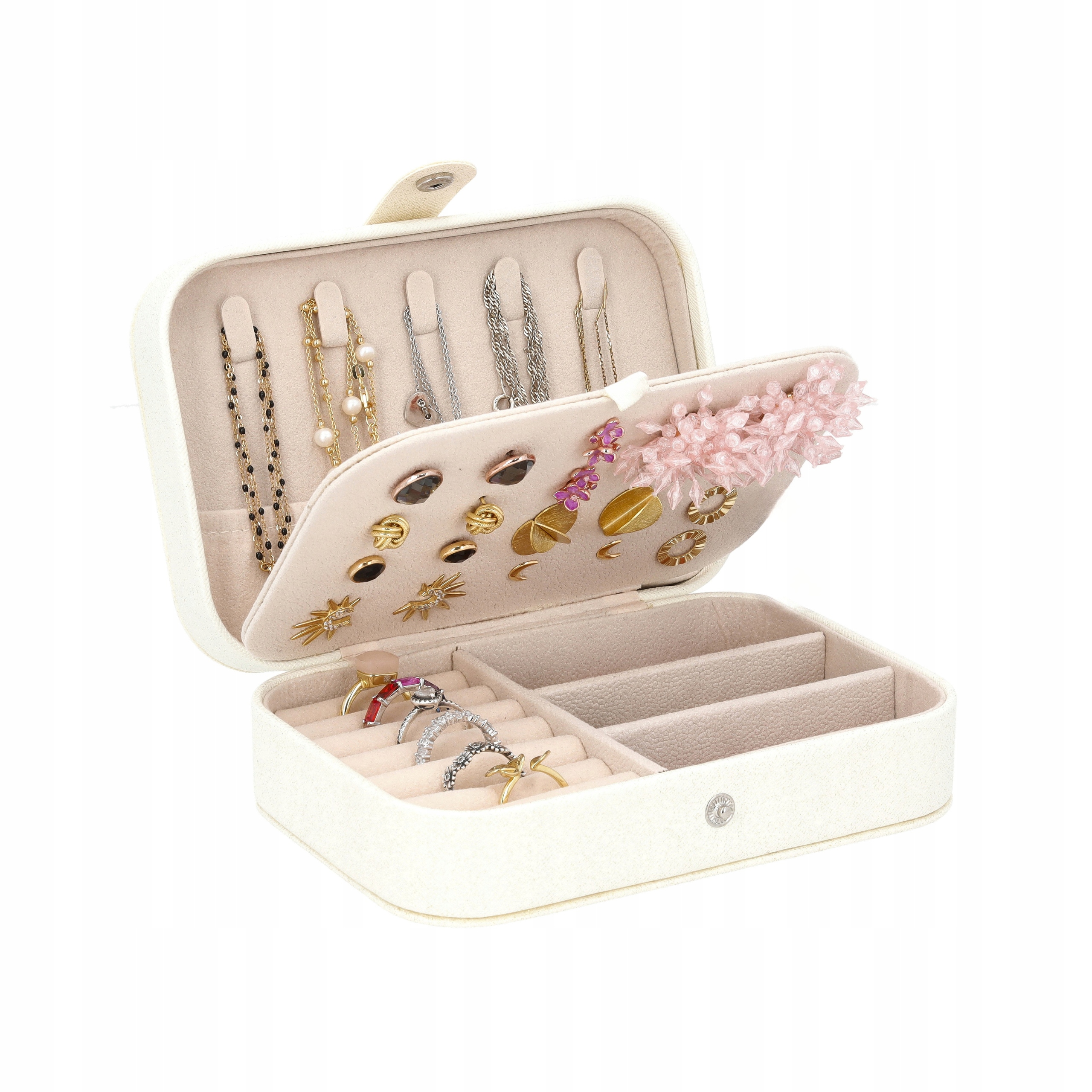 SZKATUŁKA PUDEŁKO ORGANIZER NA BIŻUTERIĘ NASZYJNIKI PIERŚCIONKI BIAŁY C6 Marka Korbi