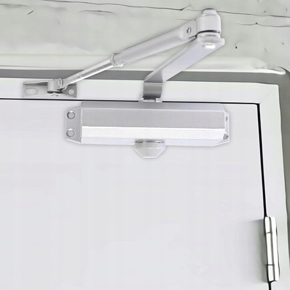 SAMOZAMYKACZ DRZWIOWY Z BLOKADĄ OTWARCIA RAMIENIEM ZAMYKACZ DO DRZWI 65 KG Materiał wykonania aluminium