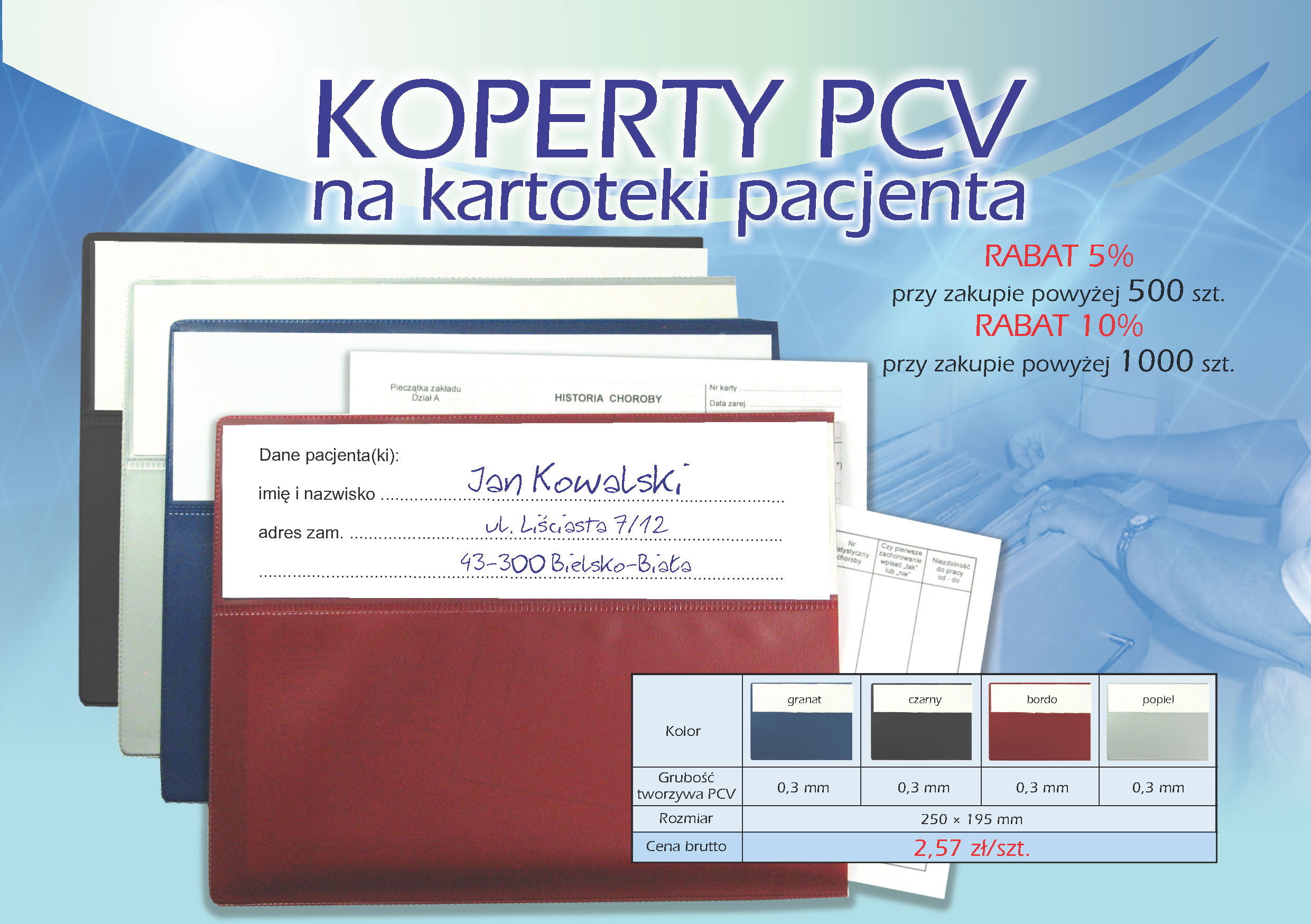 obwoluta na historię choroby koperta PCV pacjenta Kod producenta 00433