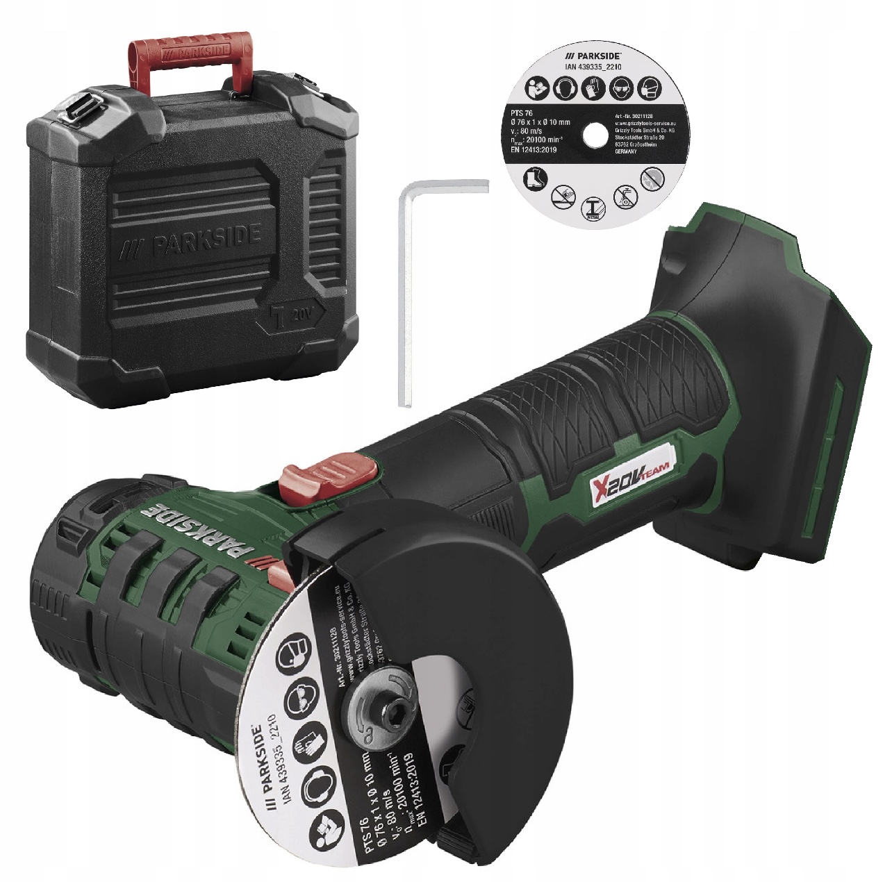 Parkside Akkumulátoros sarokcsiszoló Ø76mm 20V BŐRÖND TÁRCSA