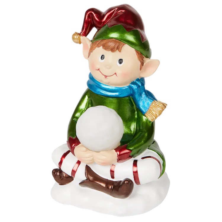 Figurka elfa BOŻE NARODZENIE ZIMA Z KULĄ LED