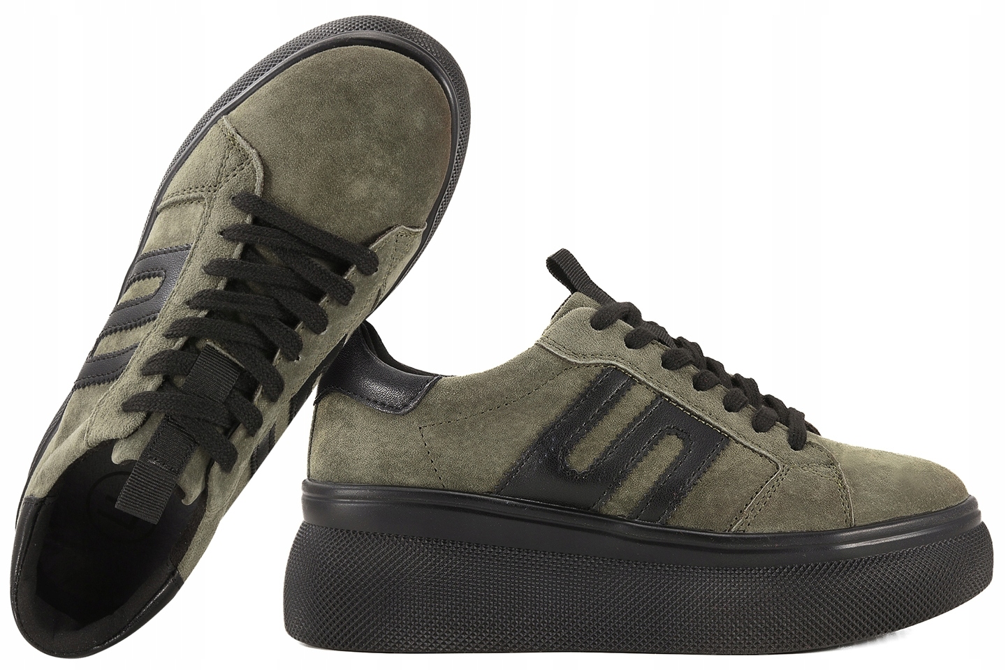 Filippo DP7175 Dámské Polobotky Tenisky Na Platformě Kožené khaki 41