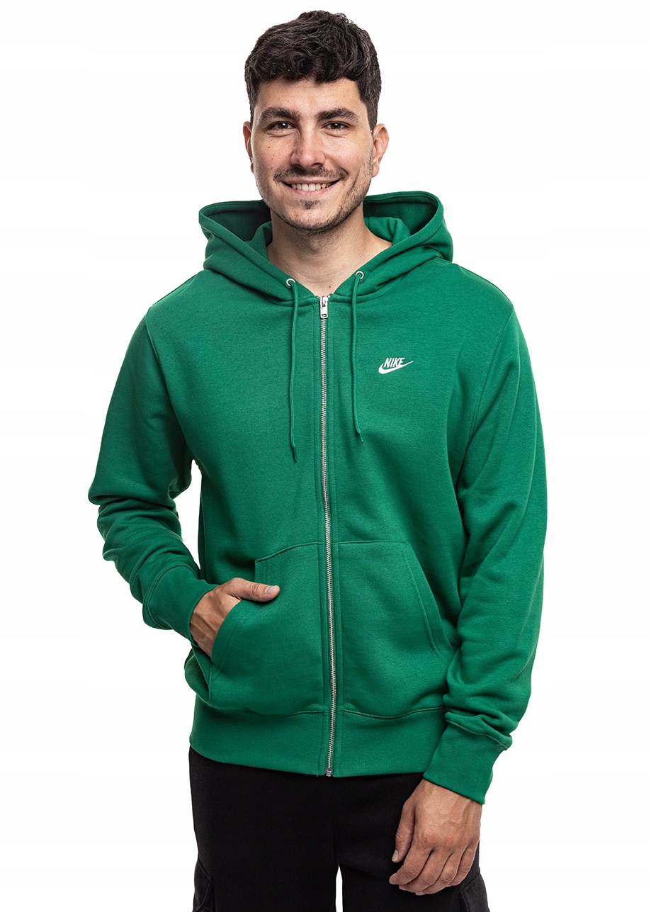Bluza Męska Nike Club Bb Kapturem Rozpinana Kangurka Dresowa Zielona r. XL